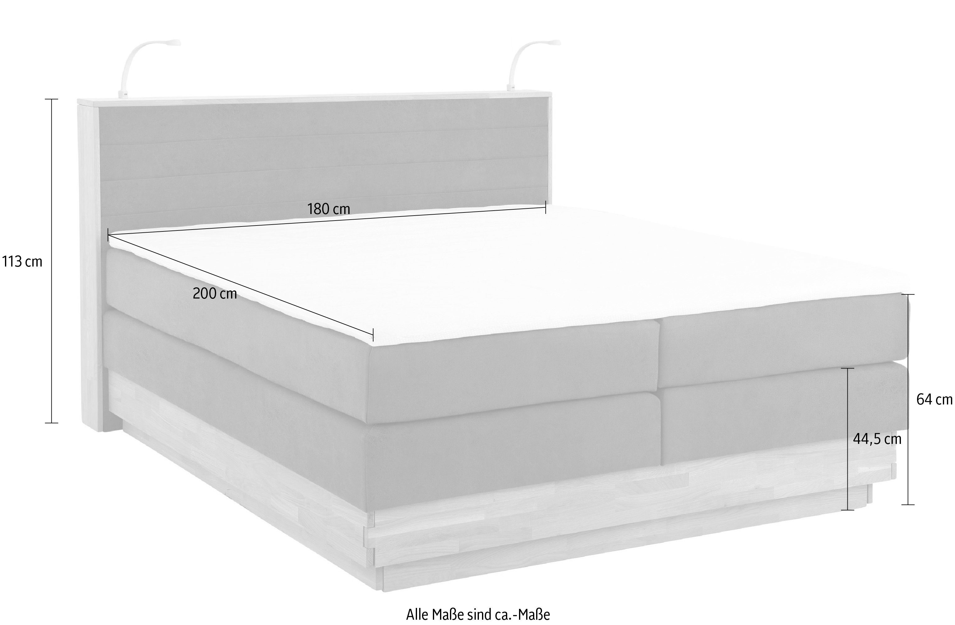 Home affaire Boxspring Cavan Eiken, met bedkist & topmatras, verschillende hardheden (ook H4)