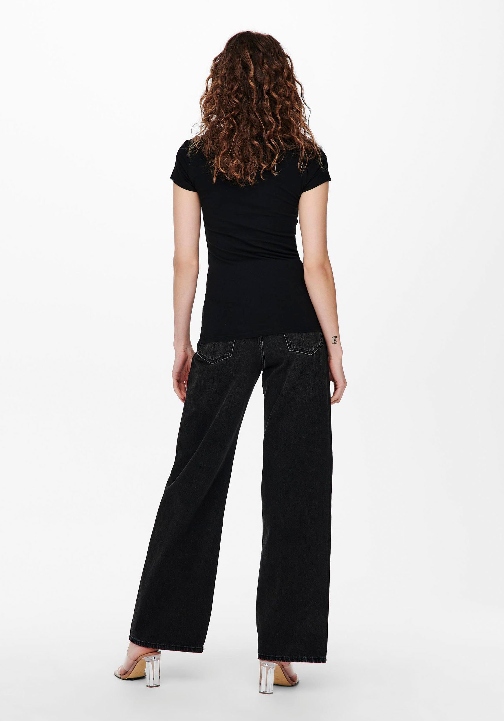 Only Shirt met ronde hals ONLLIVELOVE LIFE S/S O-NECK TOP (2-delig, Set van 2)