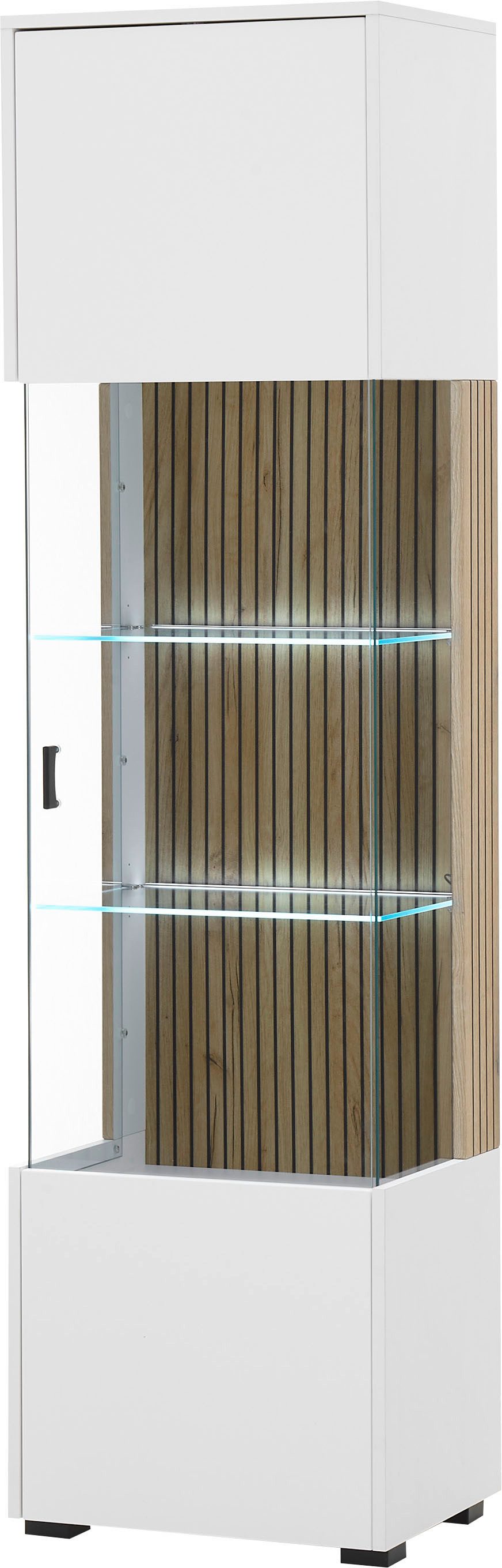 INOSIGN Vitrinekast Hudson in moderne trendkleur, handgrepen van metaal (zwart), hoogte 180 cm