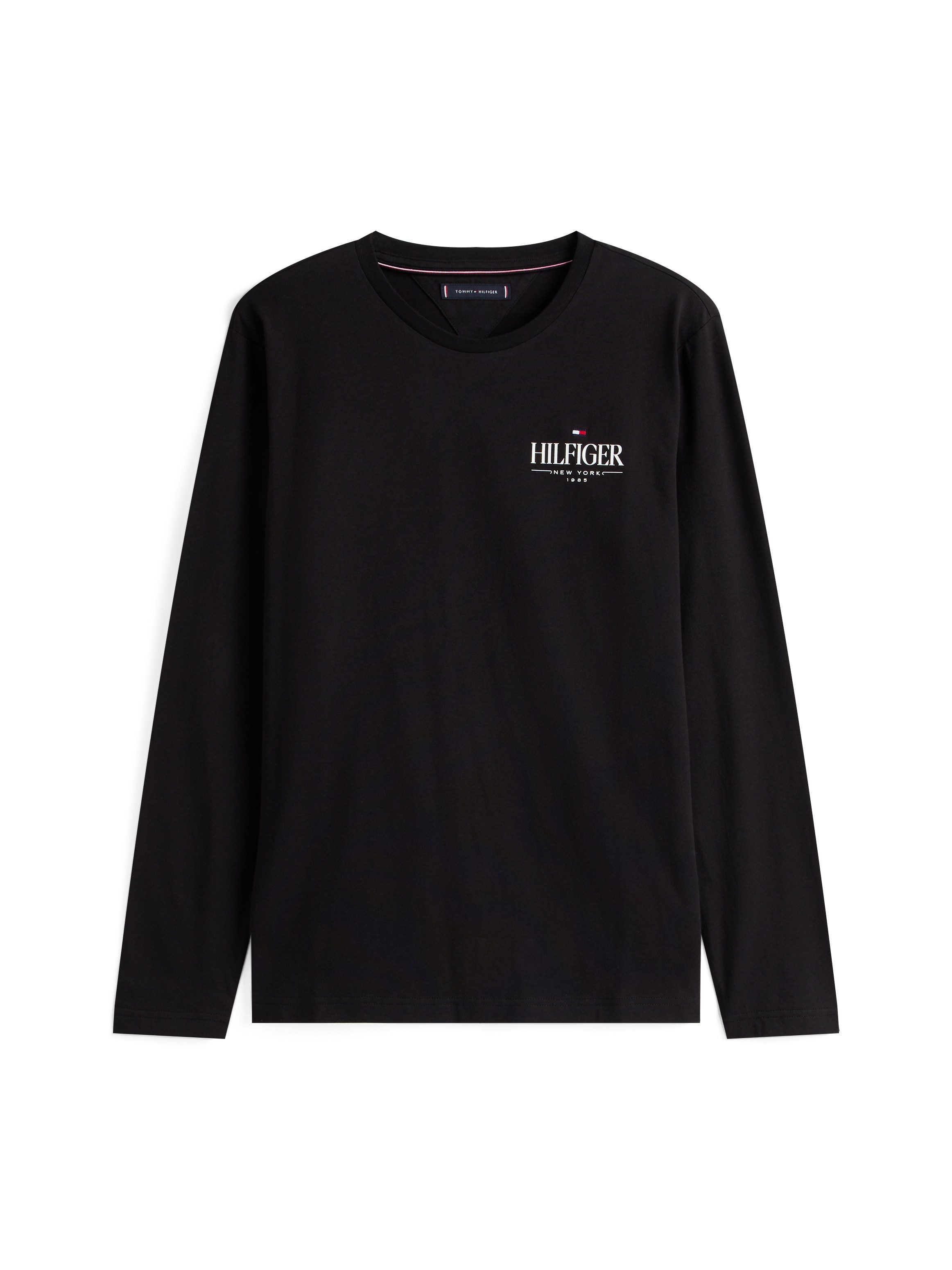 Tommy Hilfiger Longsleeve HILFIGER STACK LS TEE Contrasterende print op de borst
