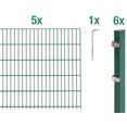gah alberts dubbelstaafmat hekwerk 160 cm hoog, 5 matten voor 10 m, 6 palen (set) groen