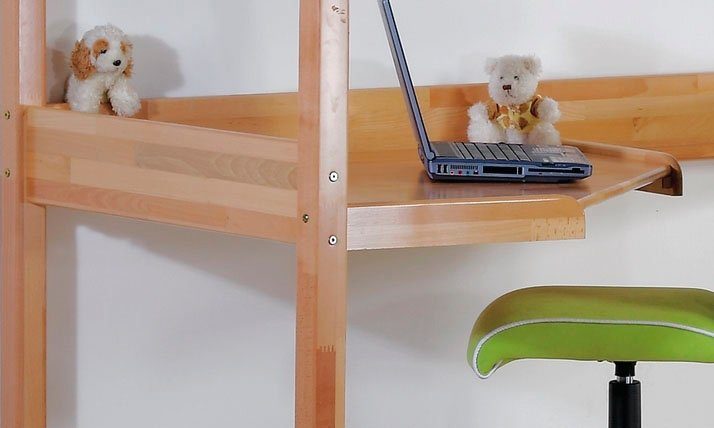Relita Hoogslaper Renate incl. oprolbare lattenbodem, bureau en ladder, massief beuken