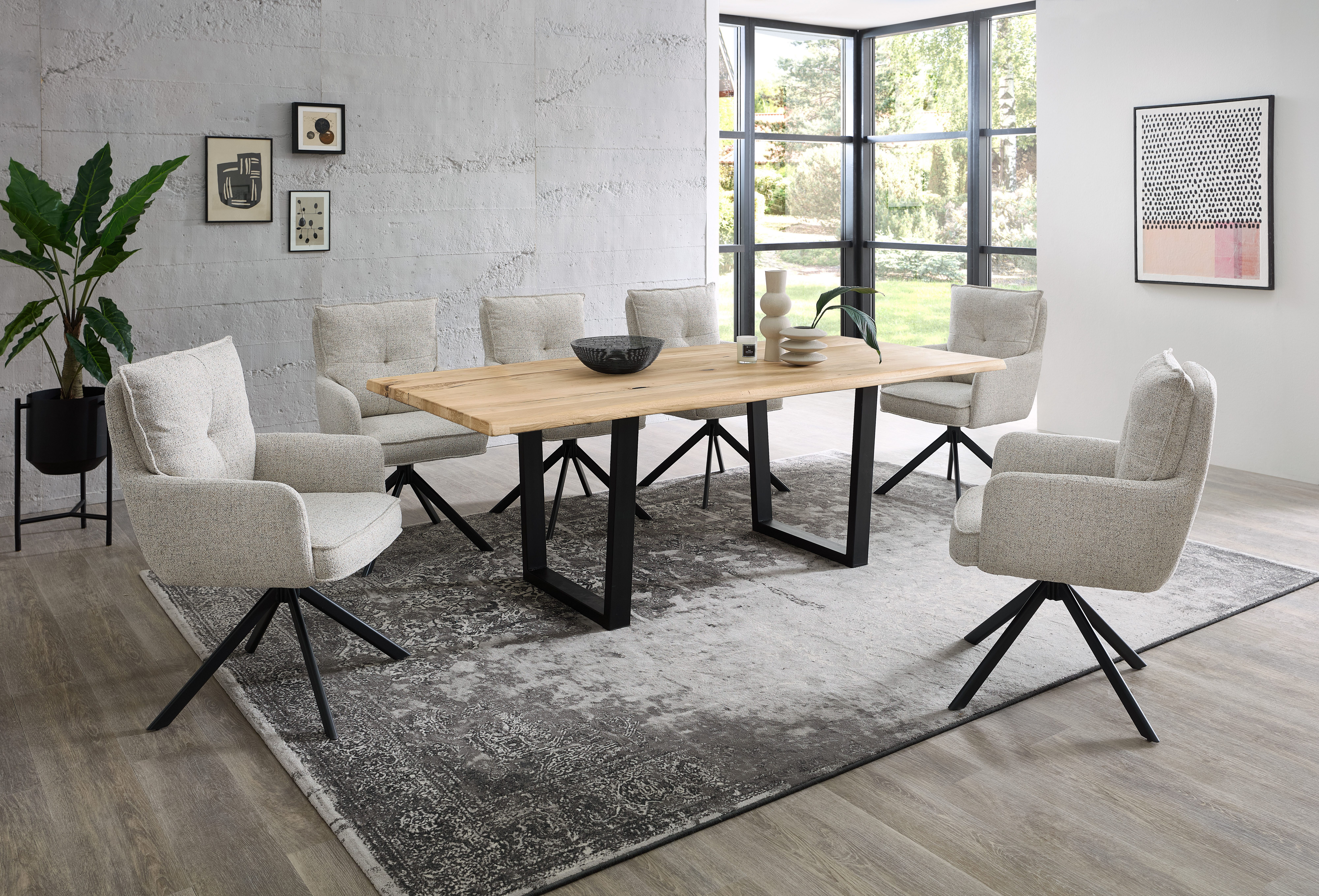 Stolkom Stoel met armleuningen Sofia young 180 graden draaibaar met auto-return, bonnellvering in de zitting (set, 2 stuks)