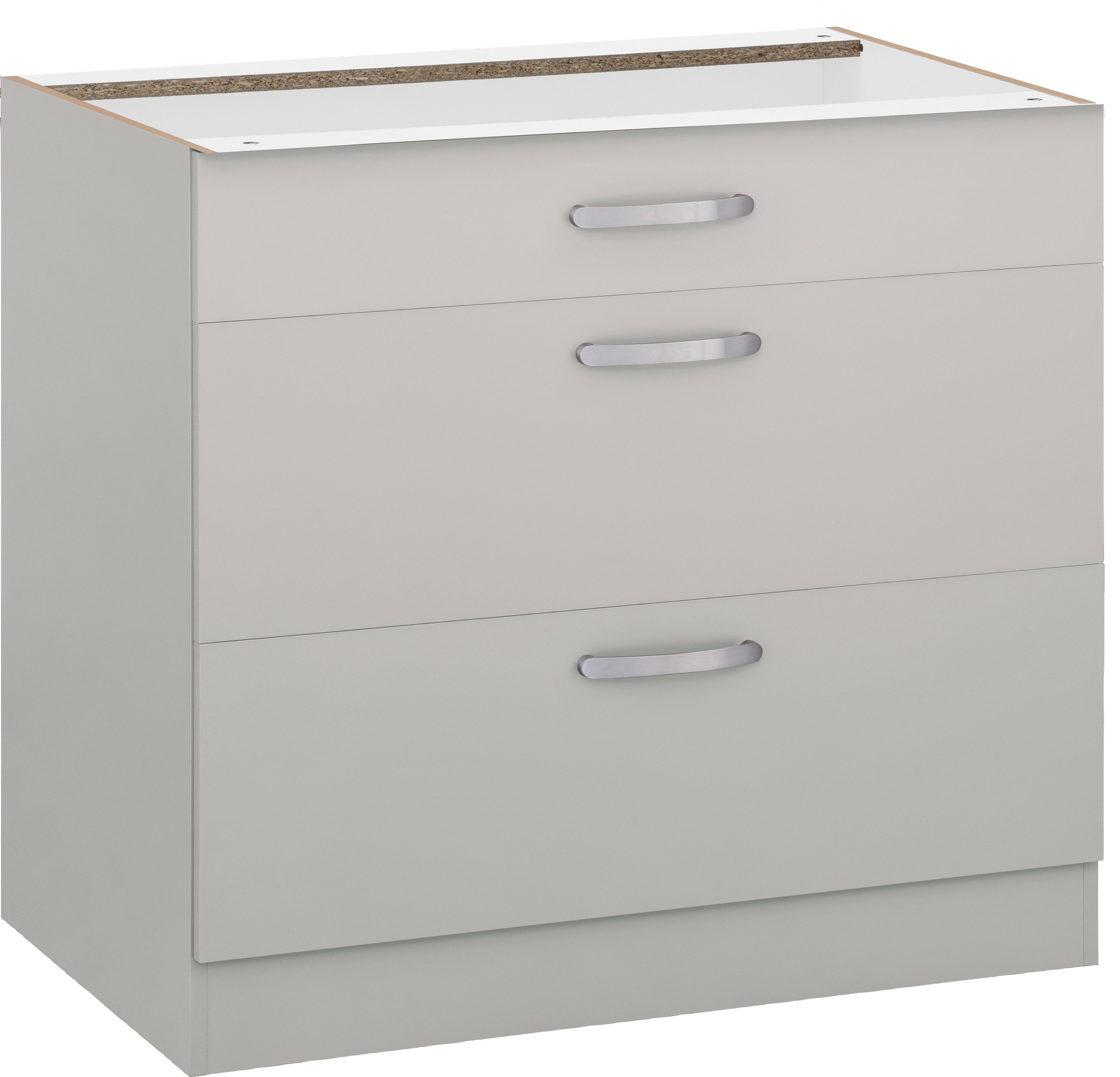 wiho Küchen Onderkast Kansas 90 cm breed, met 2 grote laden zonder werkblad onderkasten beige