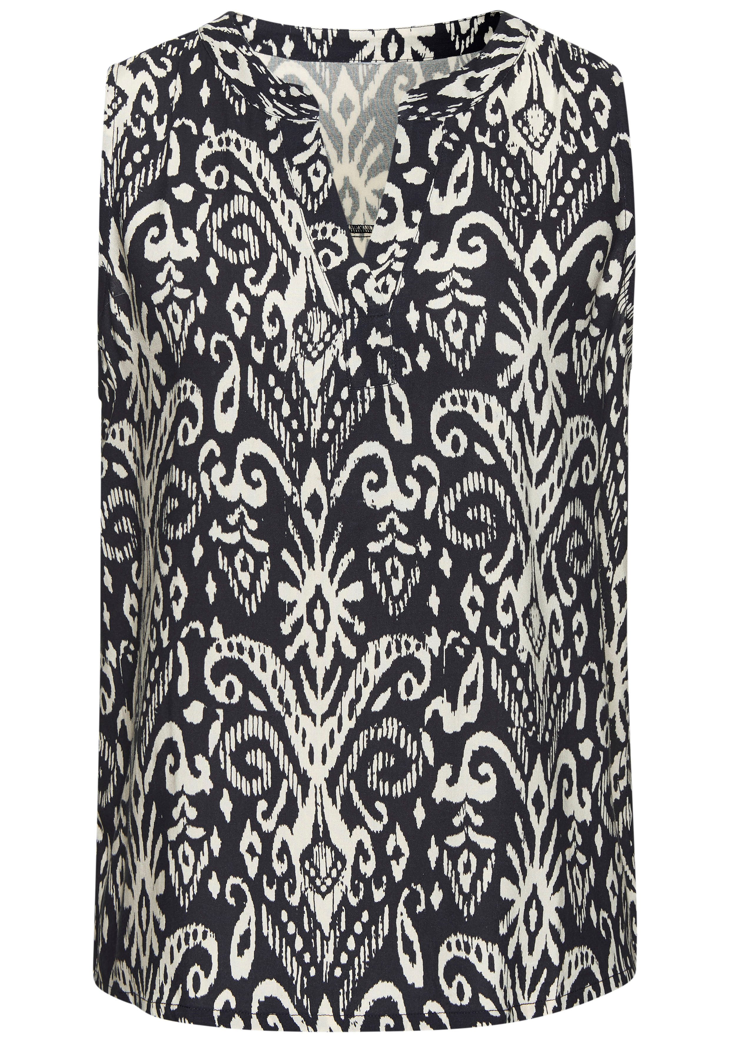 Vivance Top met v-hals en etnisch patroon, boho-stijl, blouseshirt, damesblouse