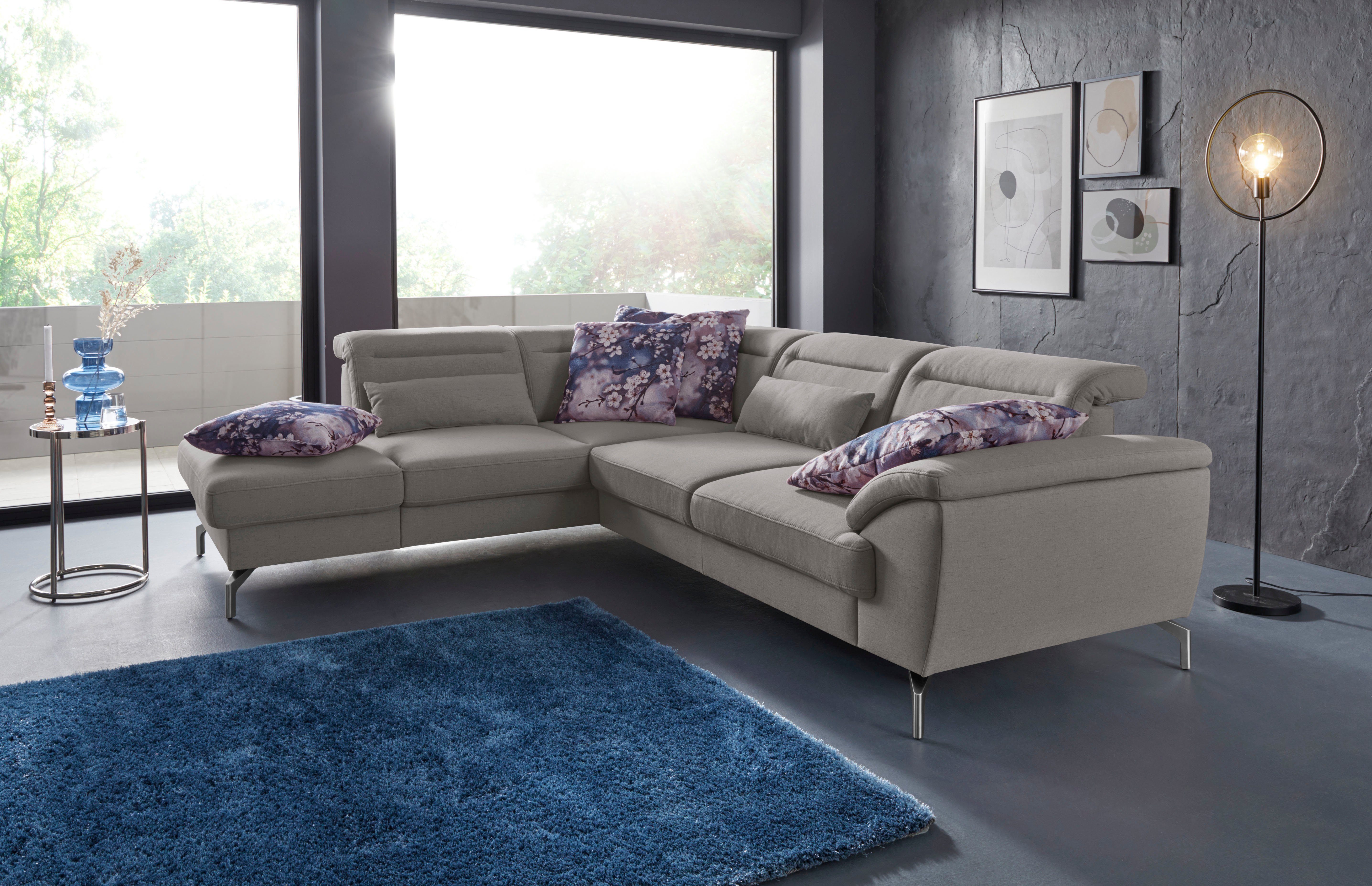 sit&more Hoekbank Percy L-vorm 15 cm poothoogte, zitdiepteverstelling, naar keuze in 2 pootkleuren