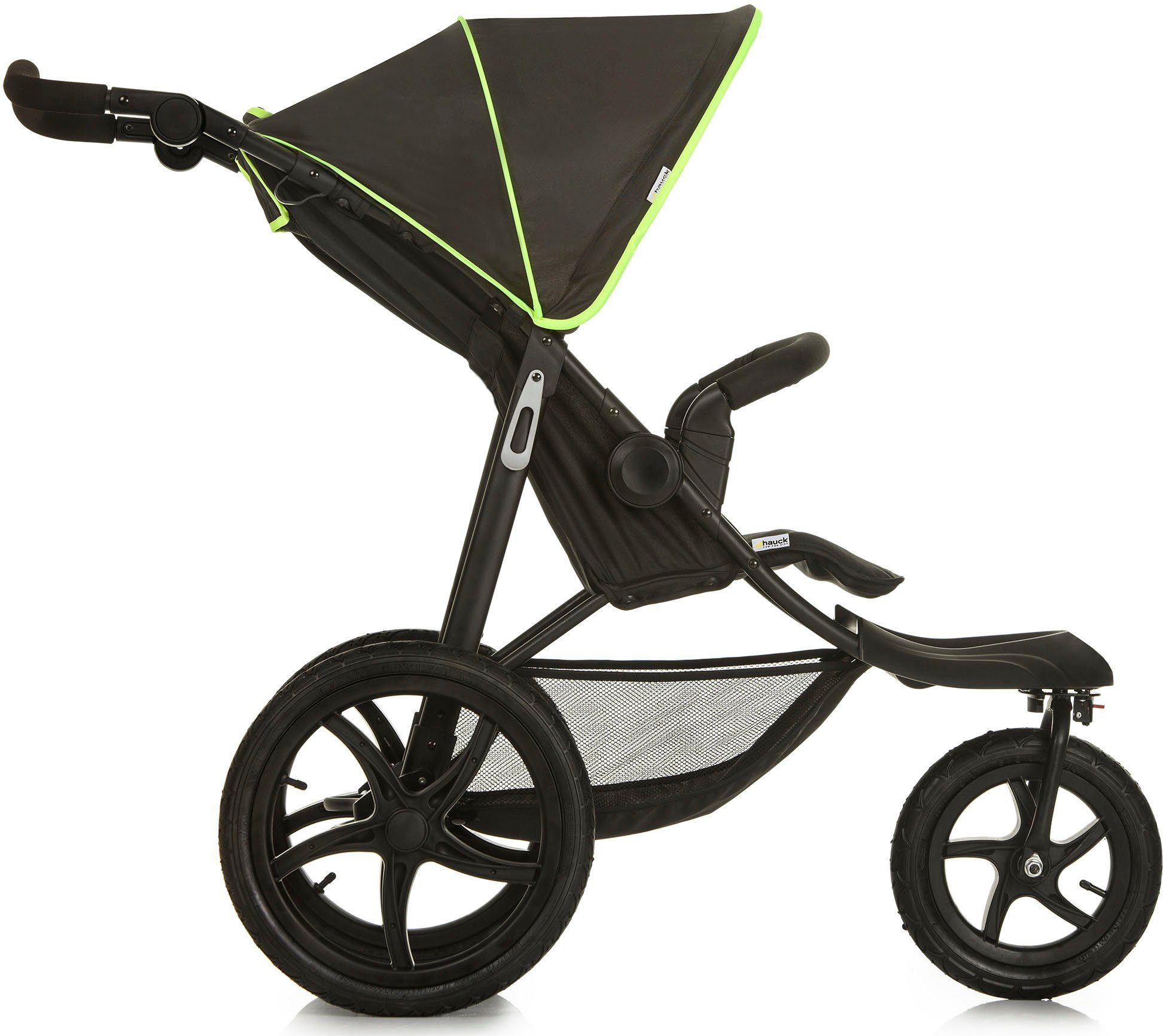 Hauck Kinderwagen met drie wielen Runner black/neon yellow met draaibaar en vergrendelbaar voorwiel