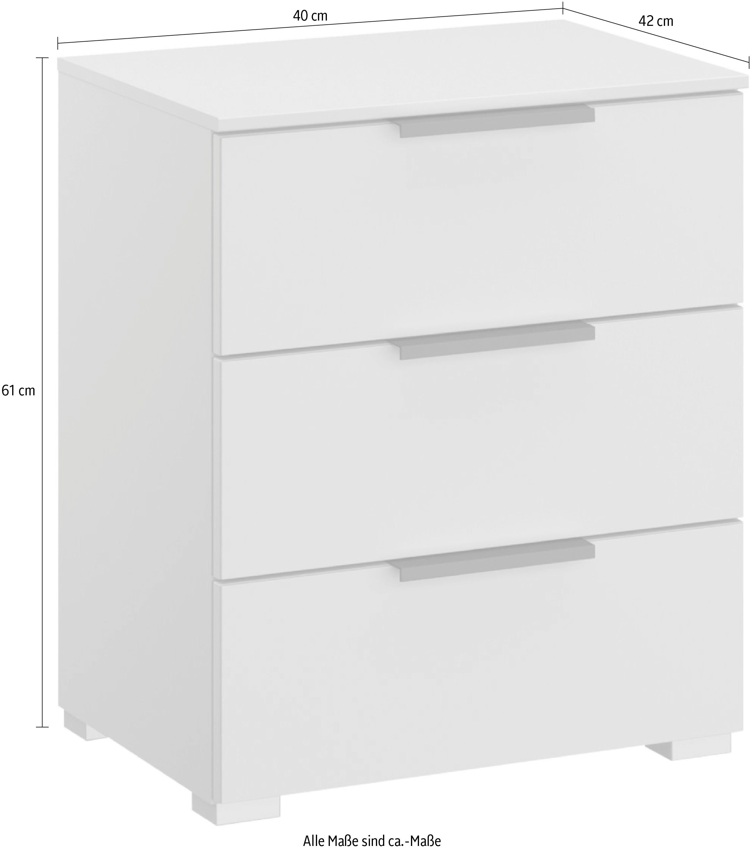 rauch Nachtkastje Skat Meridian met 3 laden met glazen front in elegant design