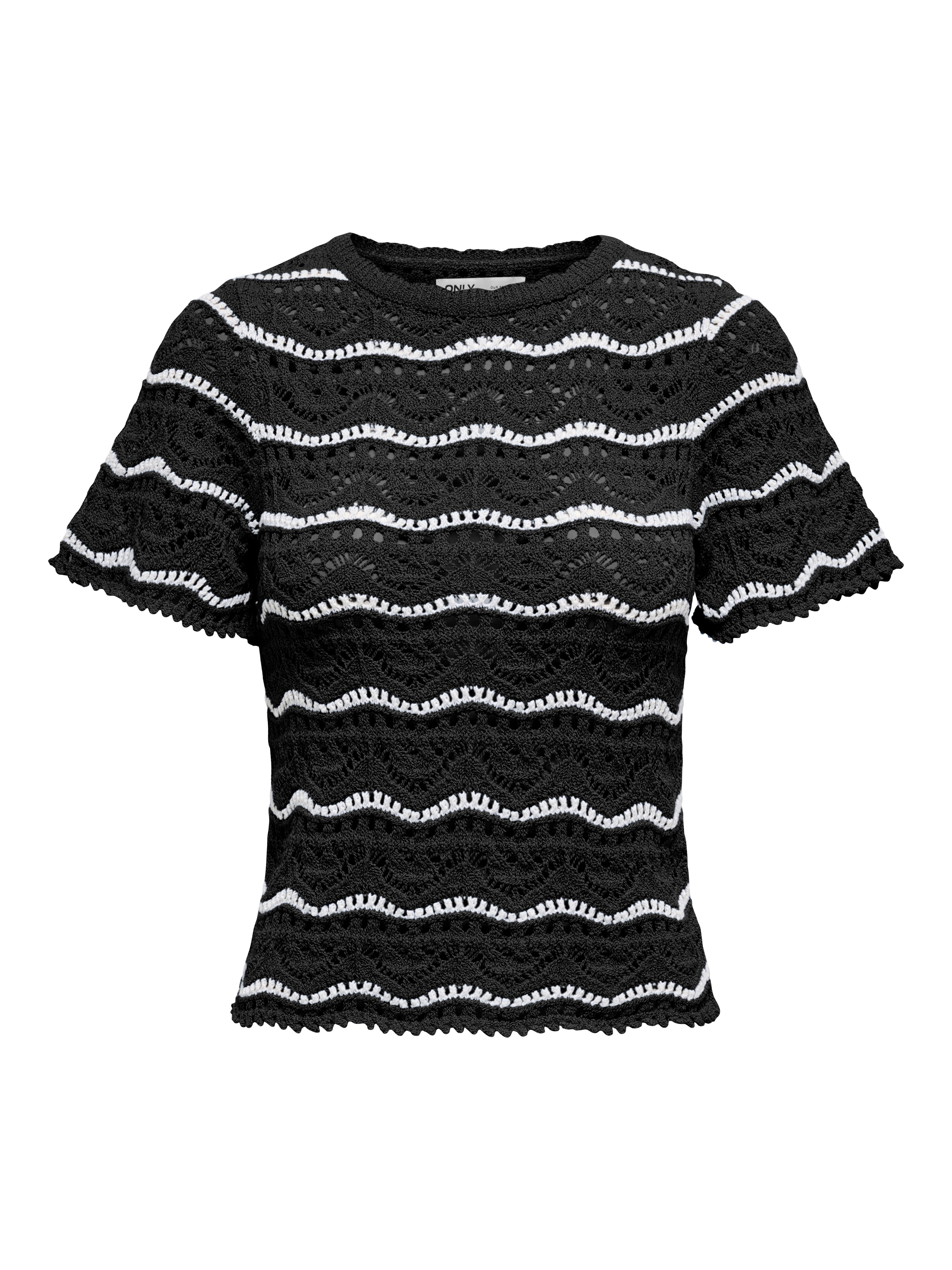 Only Trui met korte mouwen ONLANNASOFIA LIFE SS STRIPE O-NECK KNT