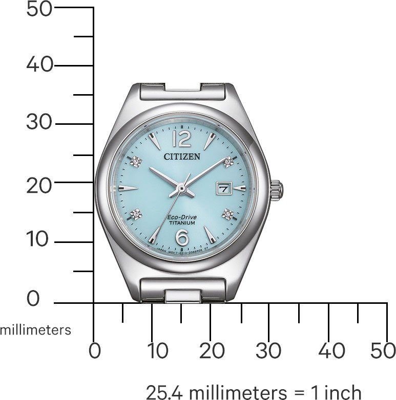 Citizen Solarhorloge EW2601-81L Horloge, dameshorloge, titanium, datum, saffierglas