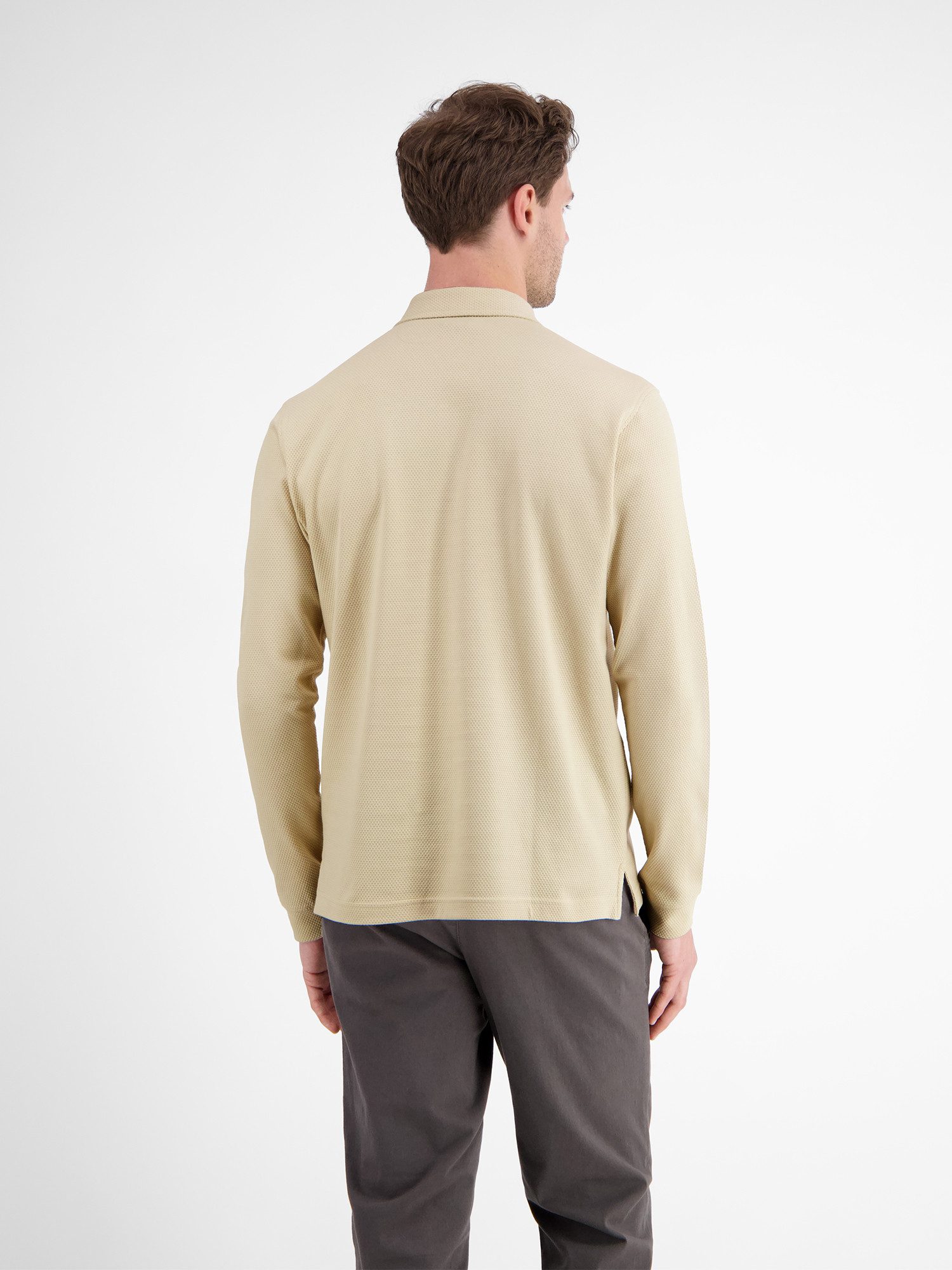 Lerros Poloshirt met lange mouwen LERROS Heren-lange mouwen polo in wafeloptiek