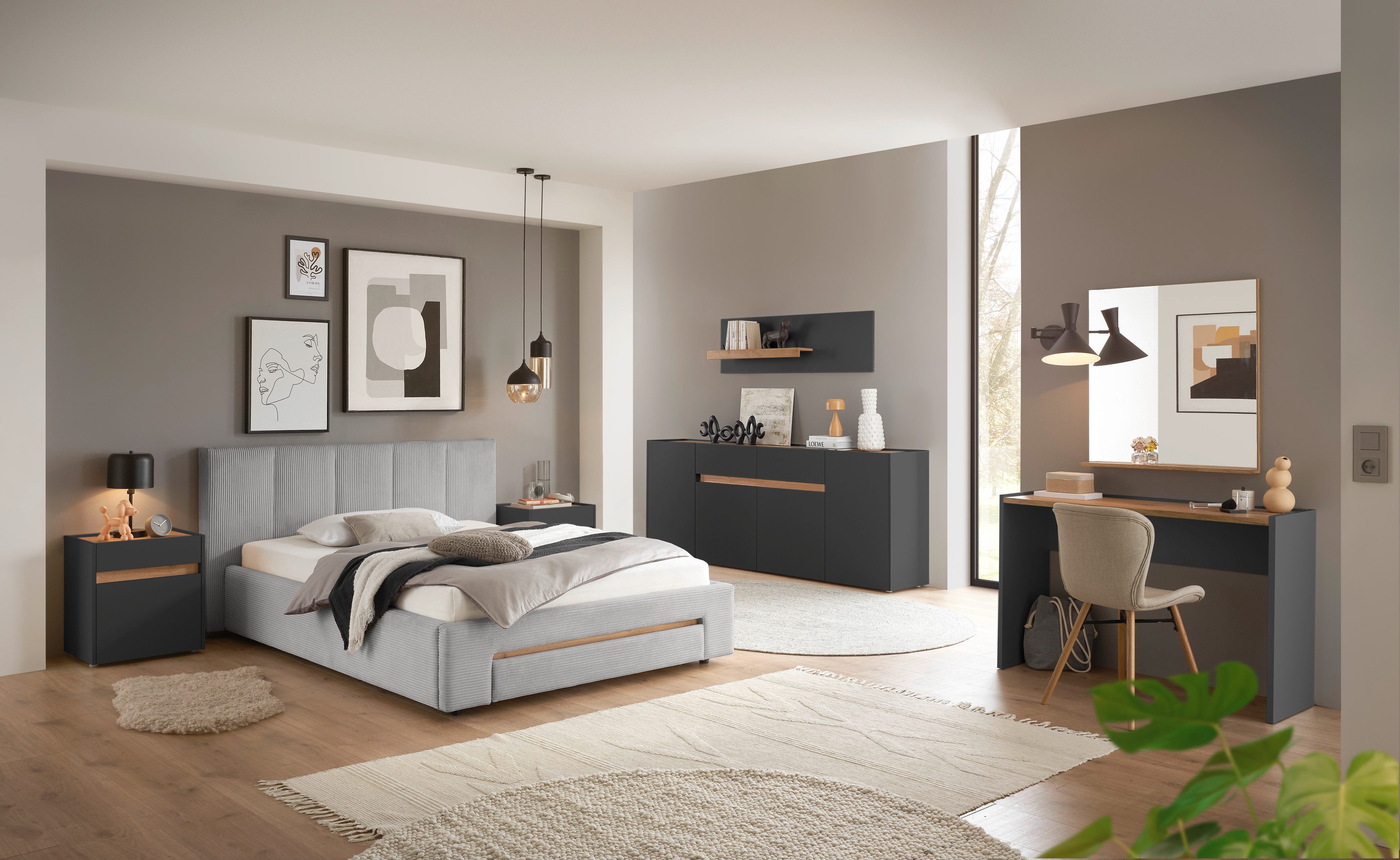 INOSIGN Gestoffeerd bed CiTY/GiRON, bedframe met bedlade, gestoffeerd opbergbed met hondenbed of opberglade, bekleding van corduroy of linnenlook