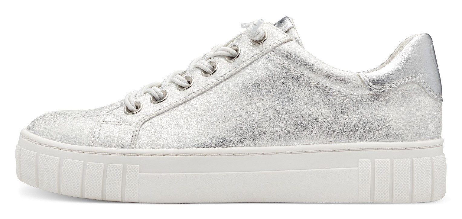 Marco Tozzi Slip-on sneakers Vrijetijdsschoen, lage schoen, instapschoen, in metallic look