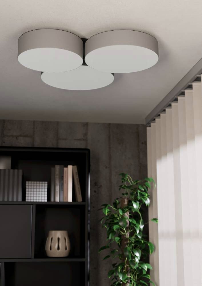 EGLO Plafondlamp BARBANO-Z plafondlamp, grijs wit, ZigBee 3.0, disco-modus, timer App en spraakbesturing Alexa, 60,5 x 56,5 x 9 cm, excl. afstandsbediening (1 stuk)