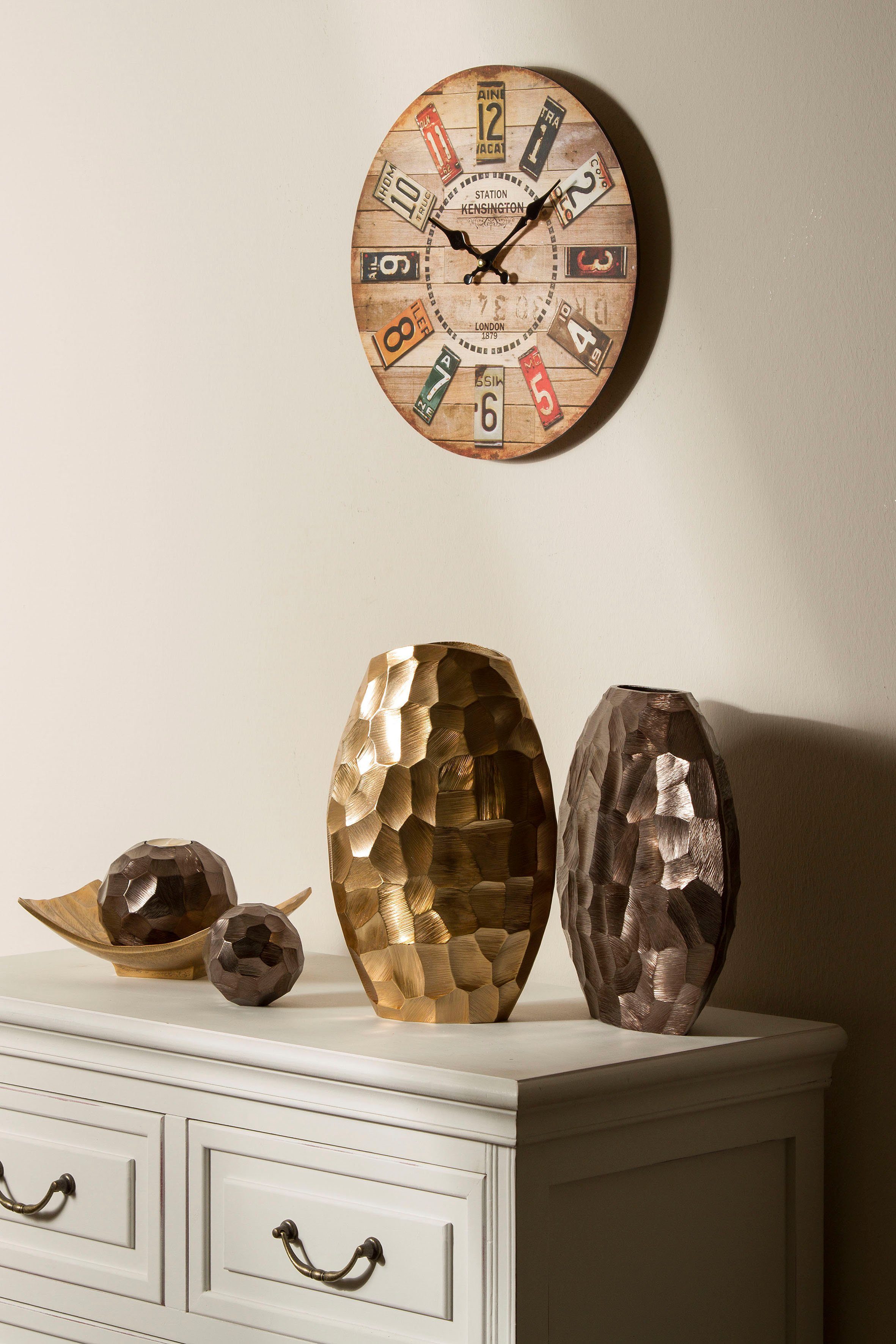 Myflair Möbel & Accessoires Wandklok Wanko rond, hout look, decoratief in keuken & woonkamer (1-delig)