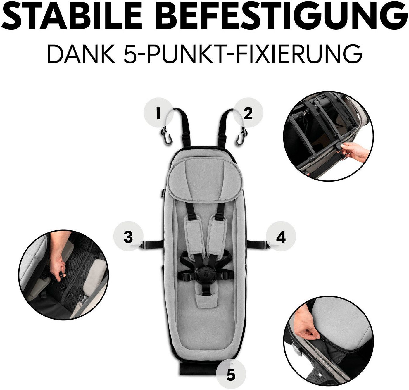 Hauck Kinderen fiets aanhanger Baby Lounger 2 Grey