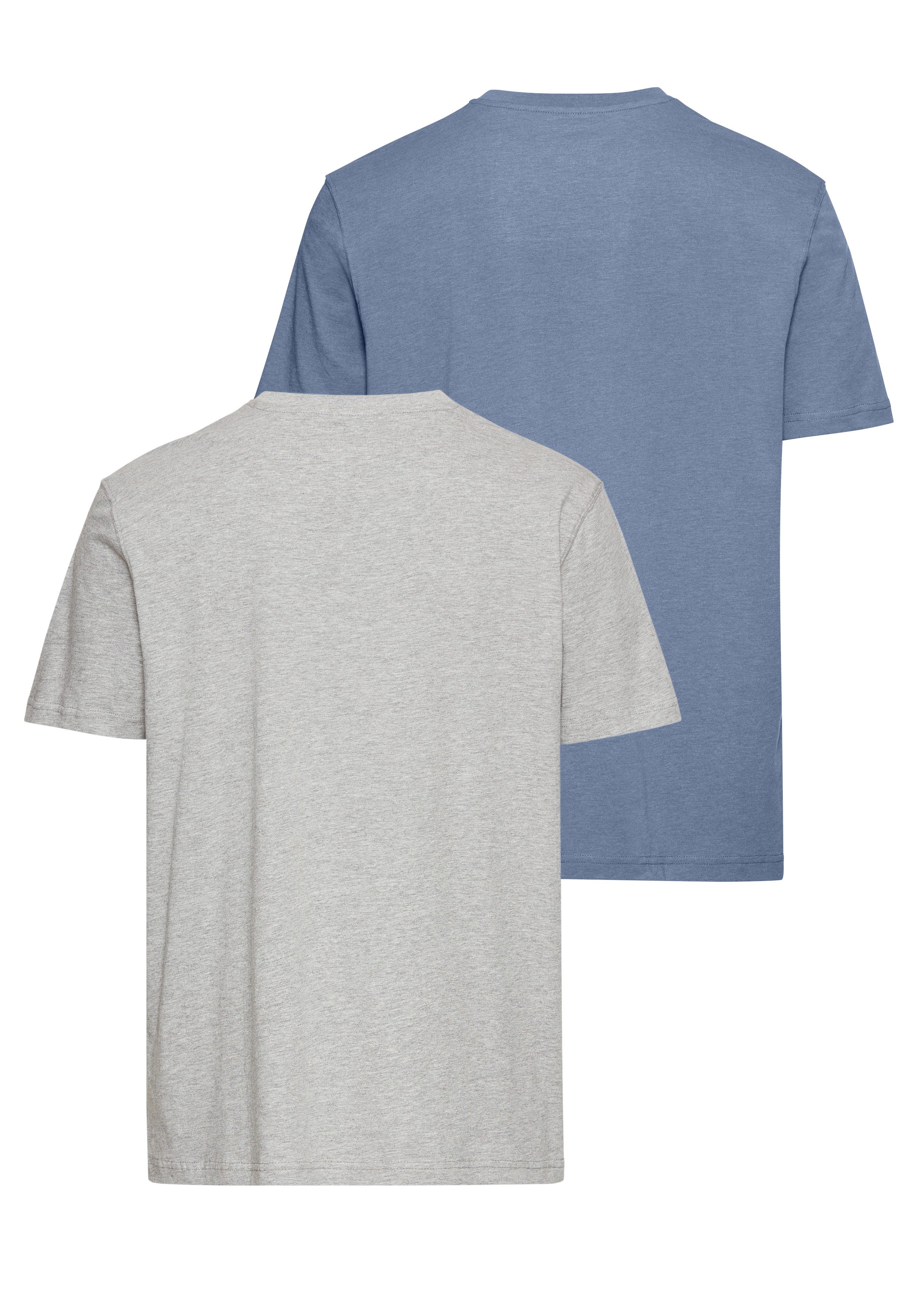 Man's World Shirt met ronde hals Korte mouwen, basic stijl, van katoenmix, 2-pack (2-delig, Set van 2)