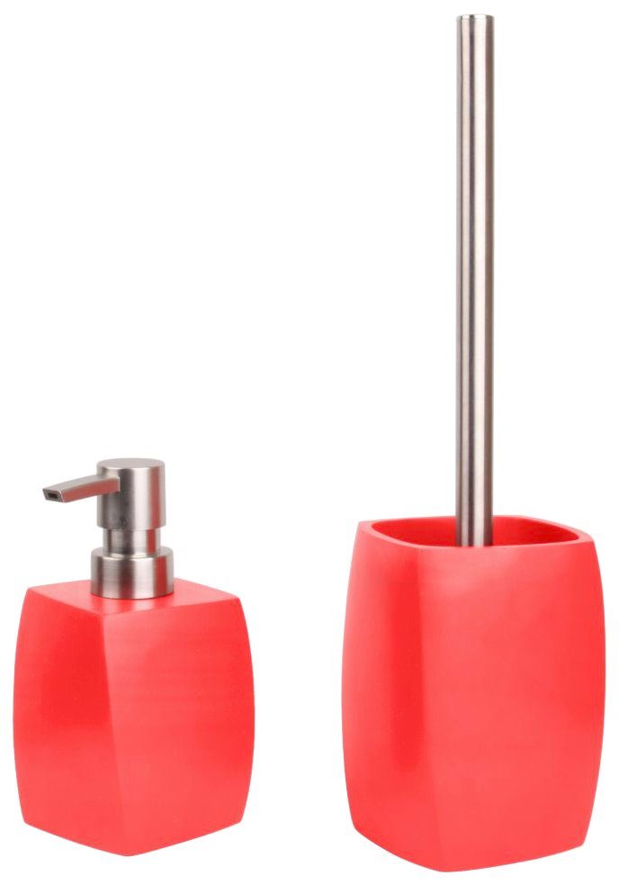 Sanilo Sets badkameraccessoires Wave Red bestaand uit zeepdispenser en toiletborstel, mat (combi-set, 2-delig)