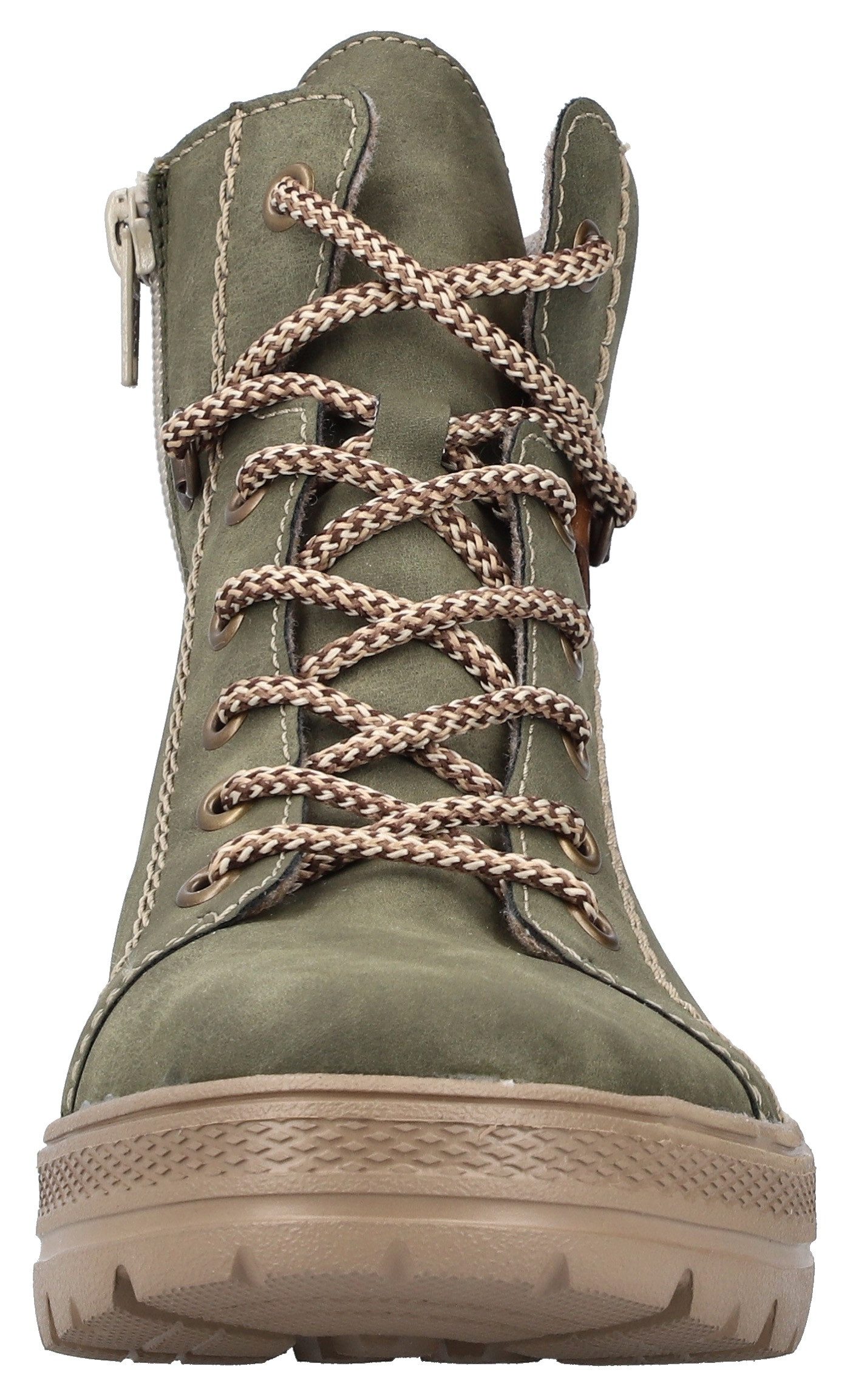 Rieker Veterschoenen enkellaars, plateausool, contrastnaad, met binnenrits
