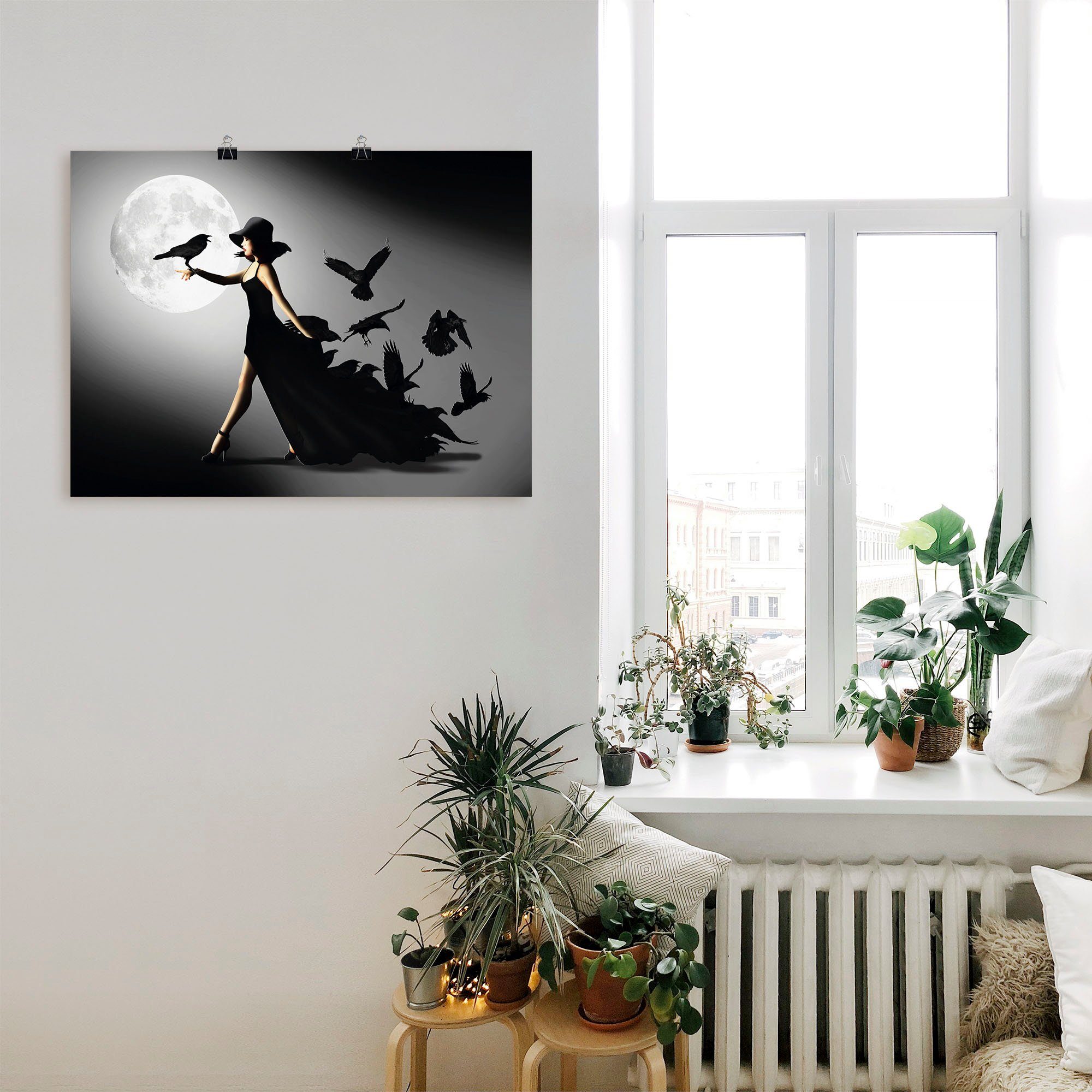 Artland Artprint De vrouw met de raaf als artprint van aluminium, artprint voor buiten, artprint op linnen, poster, muursticker
