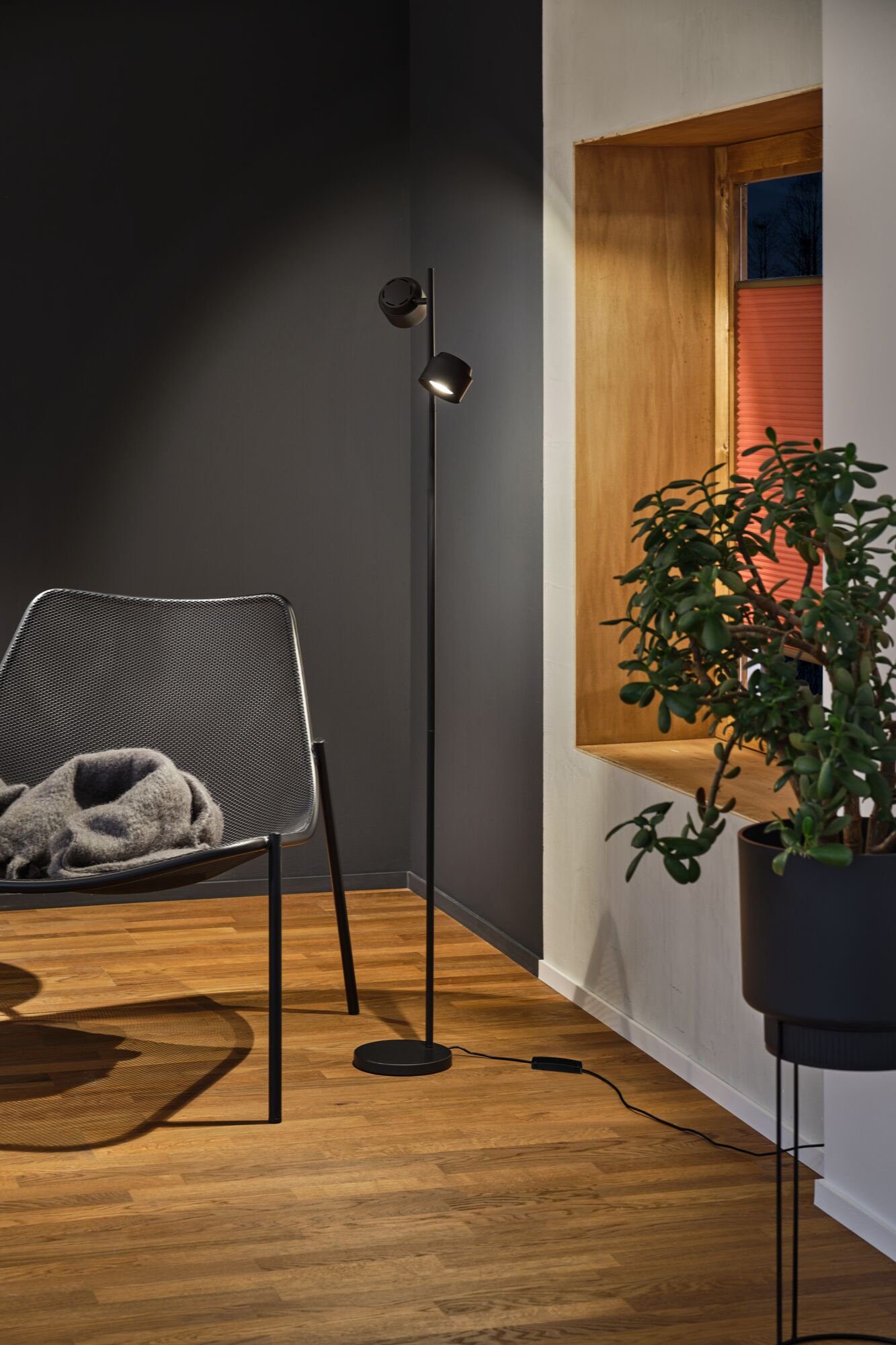 Paulmann Staande lamp Puric Pane LED, dimbaar, zwart/grijs, metaal (1 stuk)