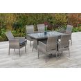 merxx tuin-eethoek sevilla 6 fauteuils met zitkussen, tafel, steenbeige (7-delig) bruin
