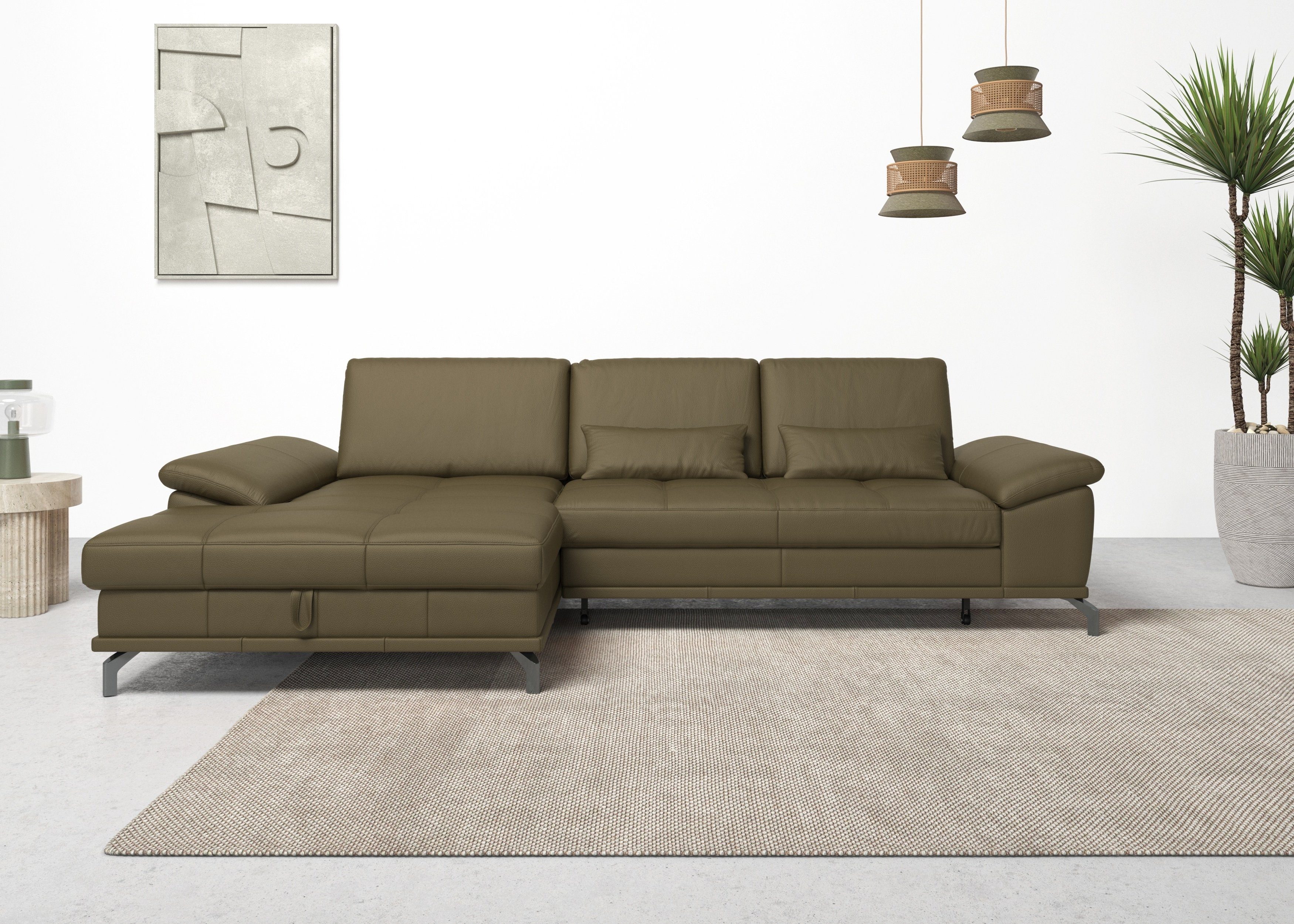 Places of Style Hoekbank Costello L-vorm, met zitdiepteverstelling, armleuningverstelling en