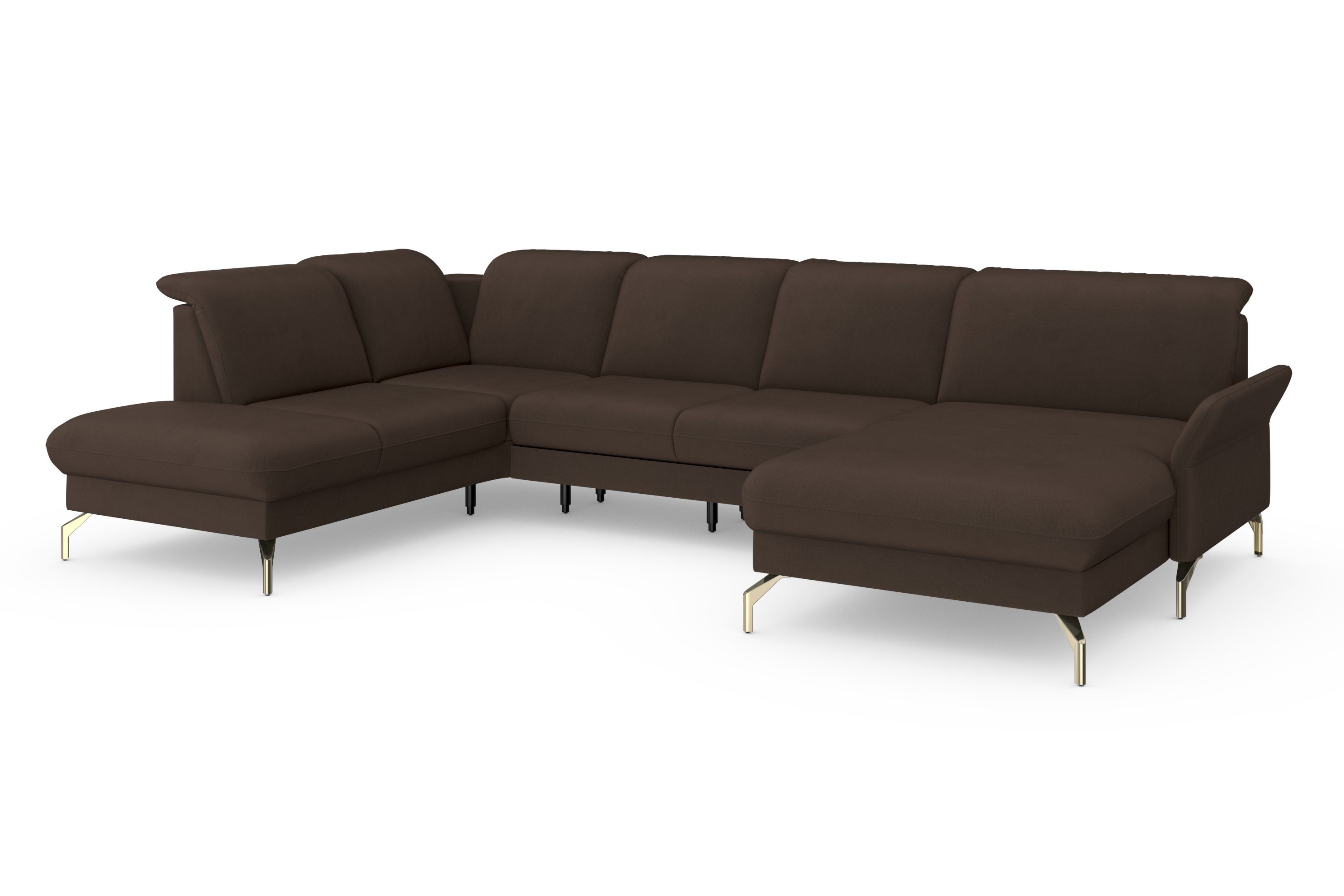 sit&more Zithoek Fashion U-vorm naar keuze met verstelbare hoofdsteun, uittrekzitting, motorisch, nikkel poten