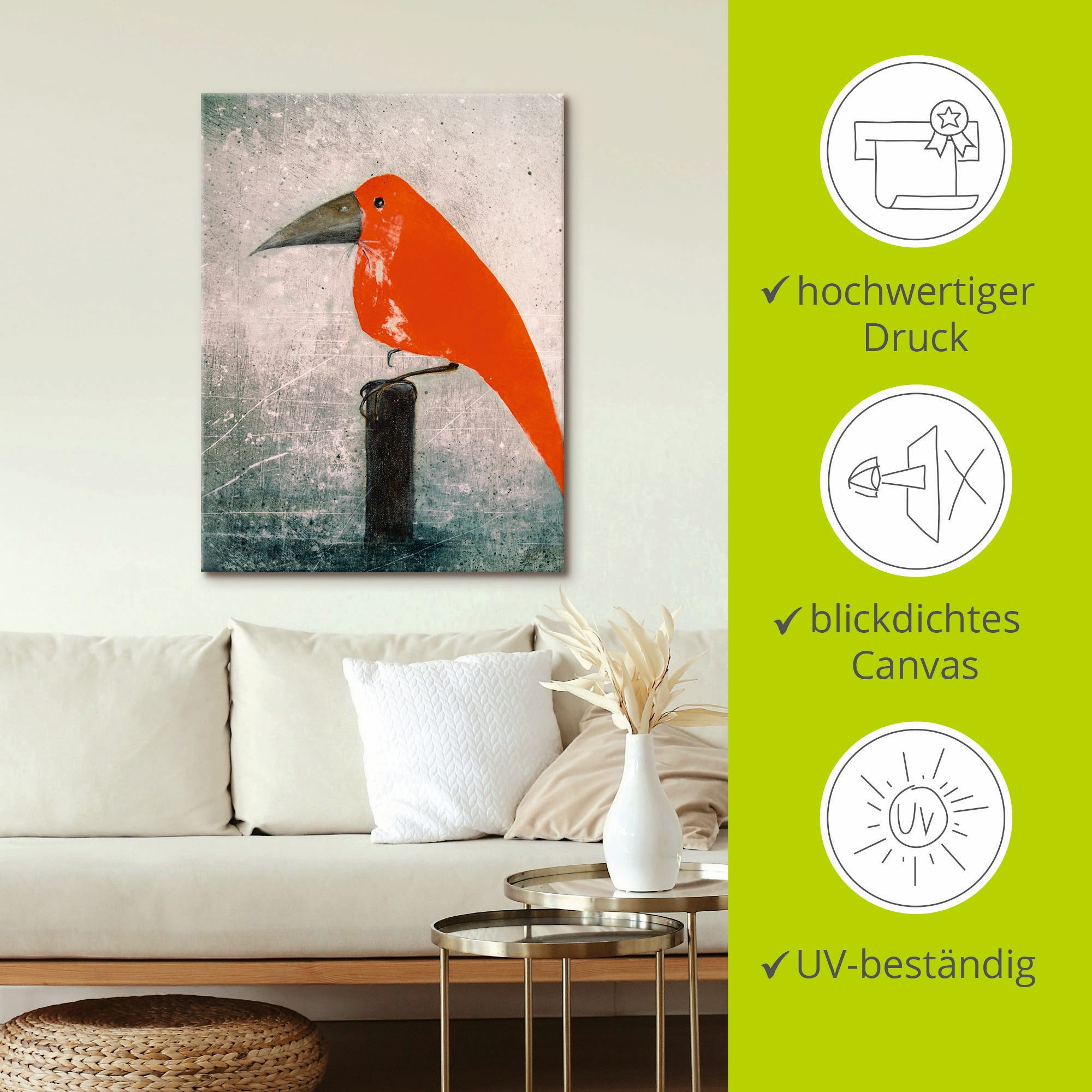 Artland Artprint De rode vogel als artprint op linnen, poster in verschillende formaten maten