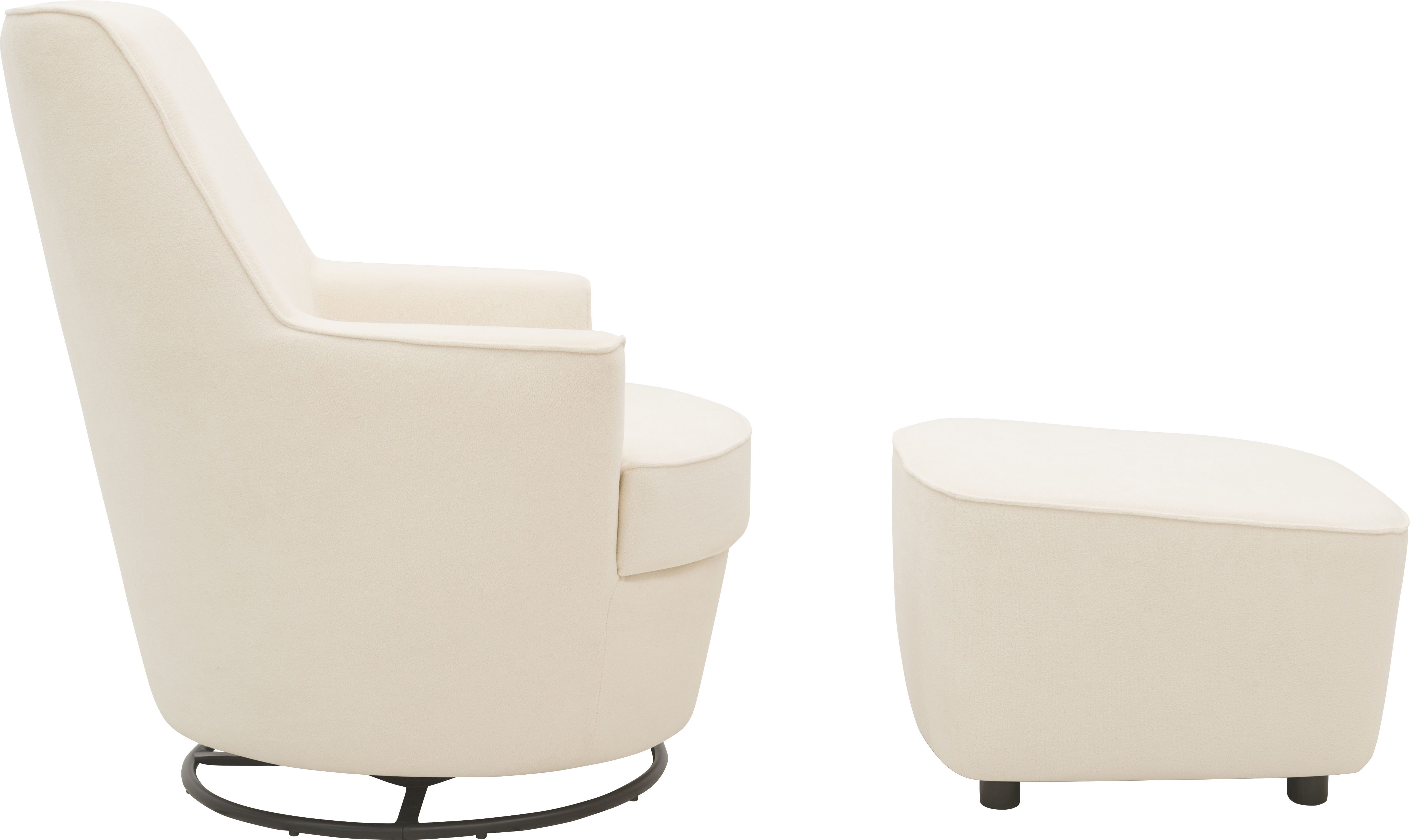INOSIGN Draaibare fauteuil Hetty, draaistoel met kantelfunctie en poef, leesstoel, armstoel (set, 2 stuks)