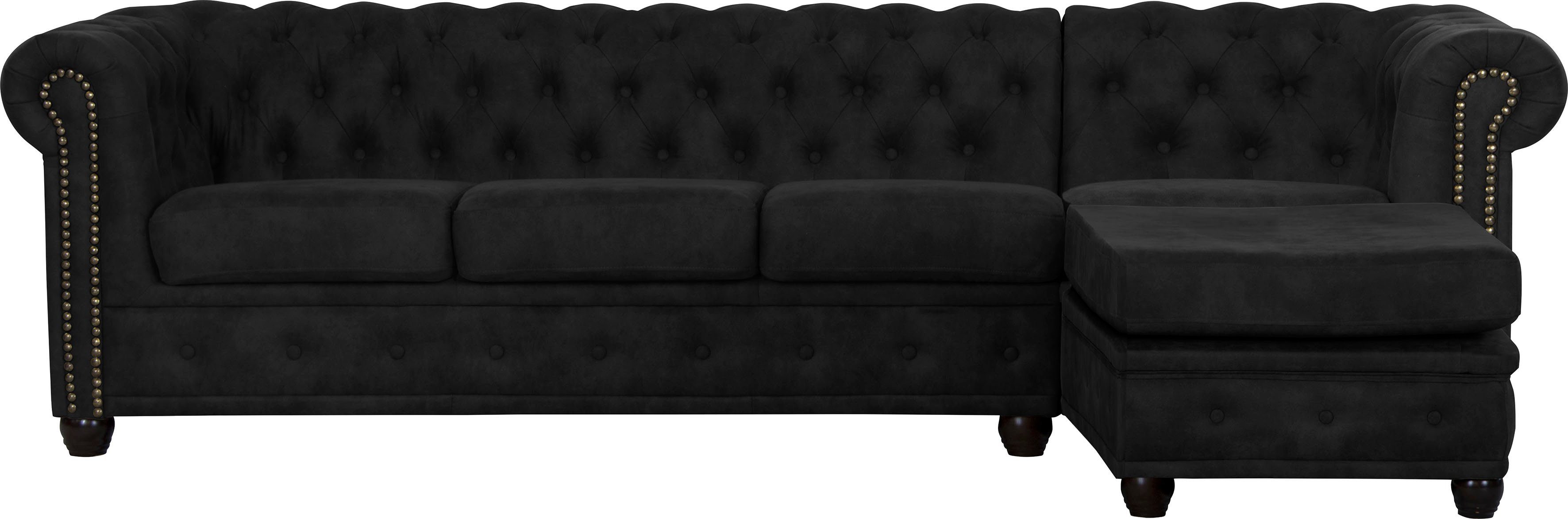 Home affaire Chesterfield-bank Rysum L-vorm Chesterfield-look met afsluitende ottomane
