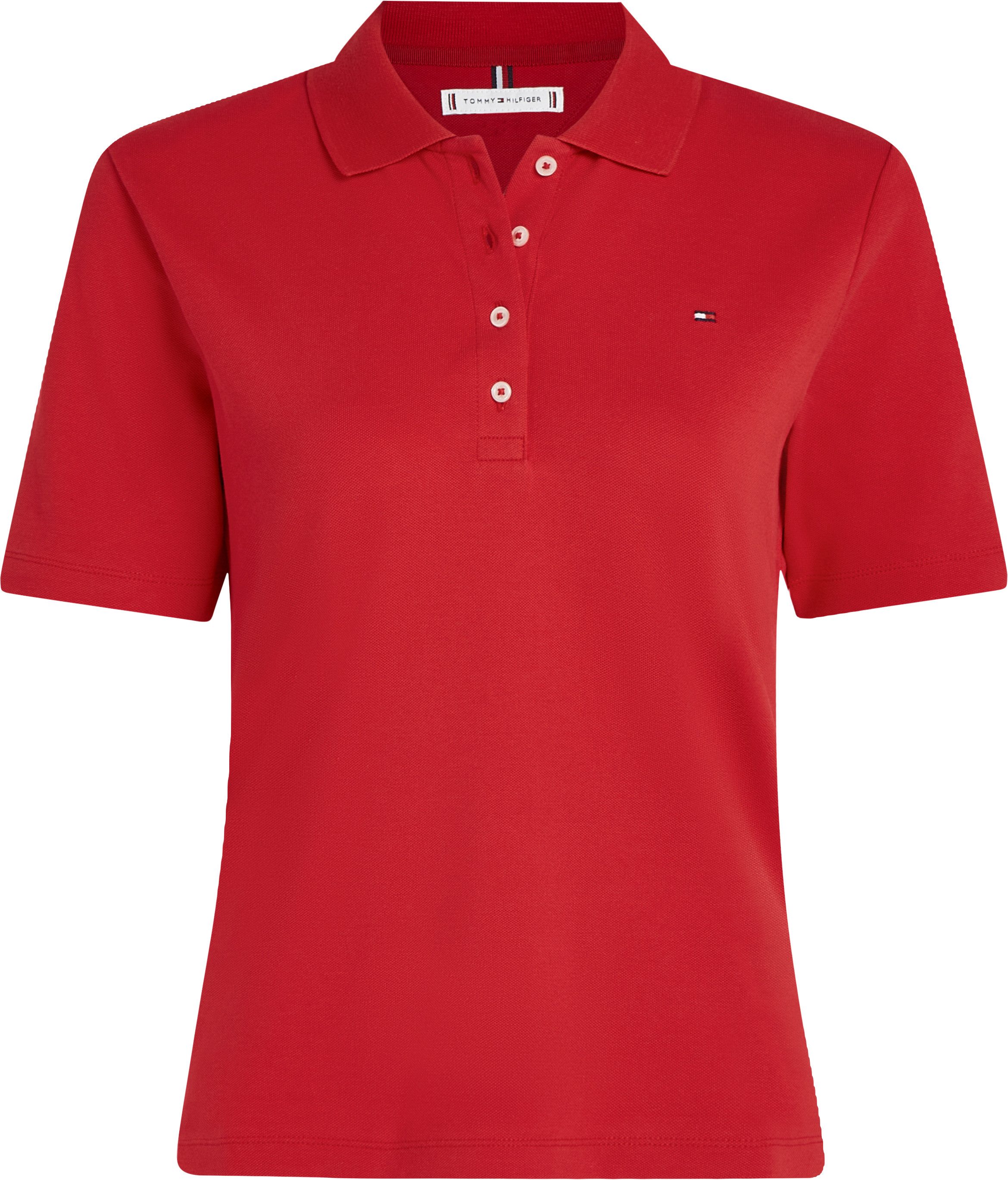 Tommy Hilfiger Poloshirt 1985 Regular Fit Pique Premium Polo met logo-borduursel, met zijsplitten