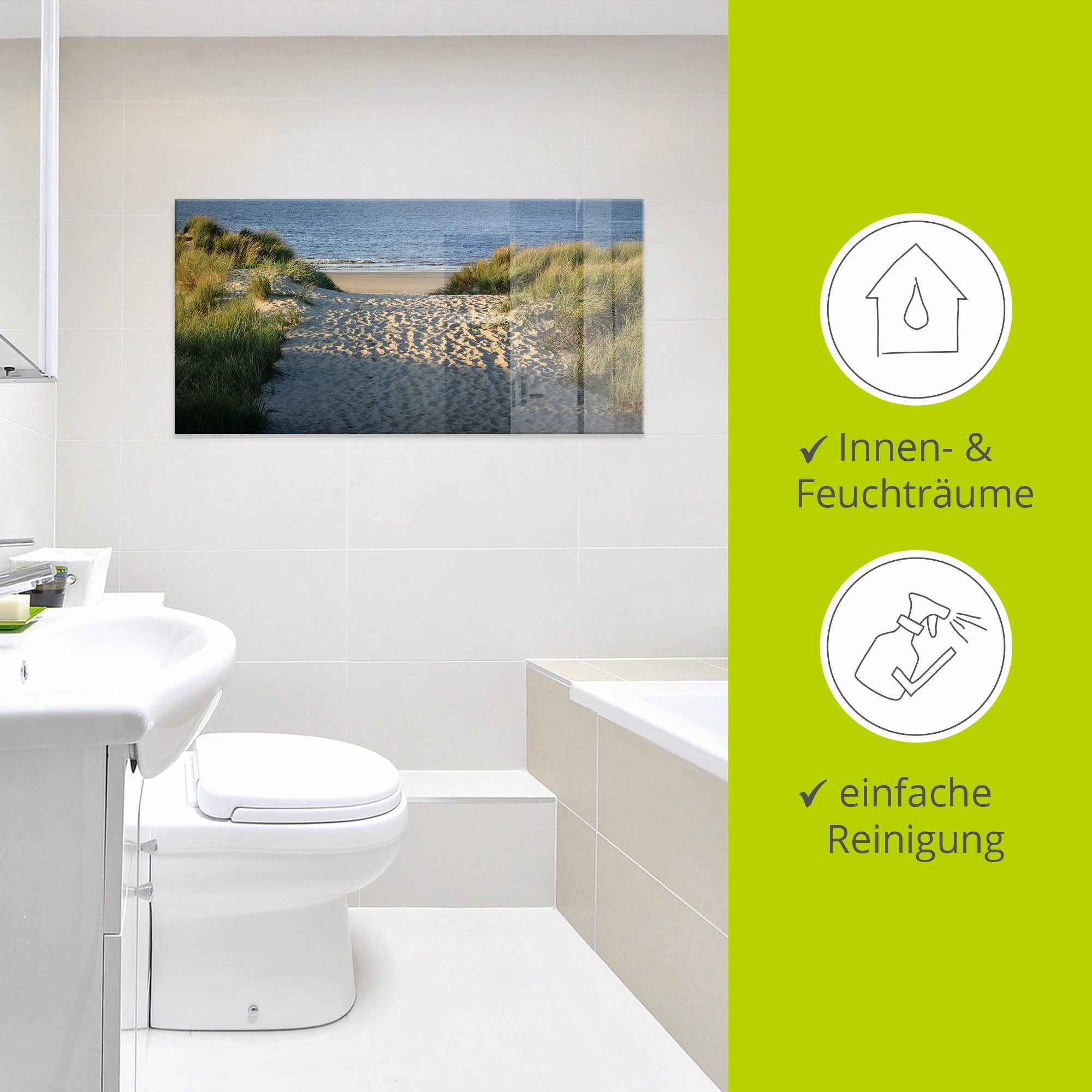 Artland Print op glas Pad naar het strand in verschillende maten