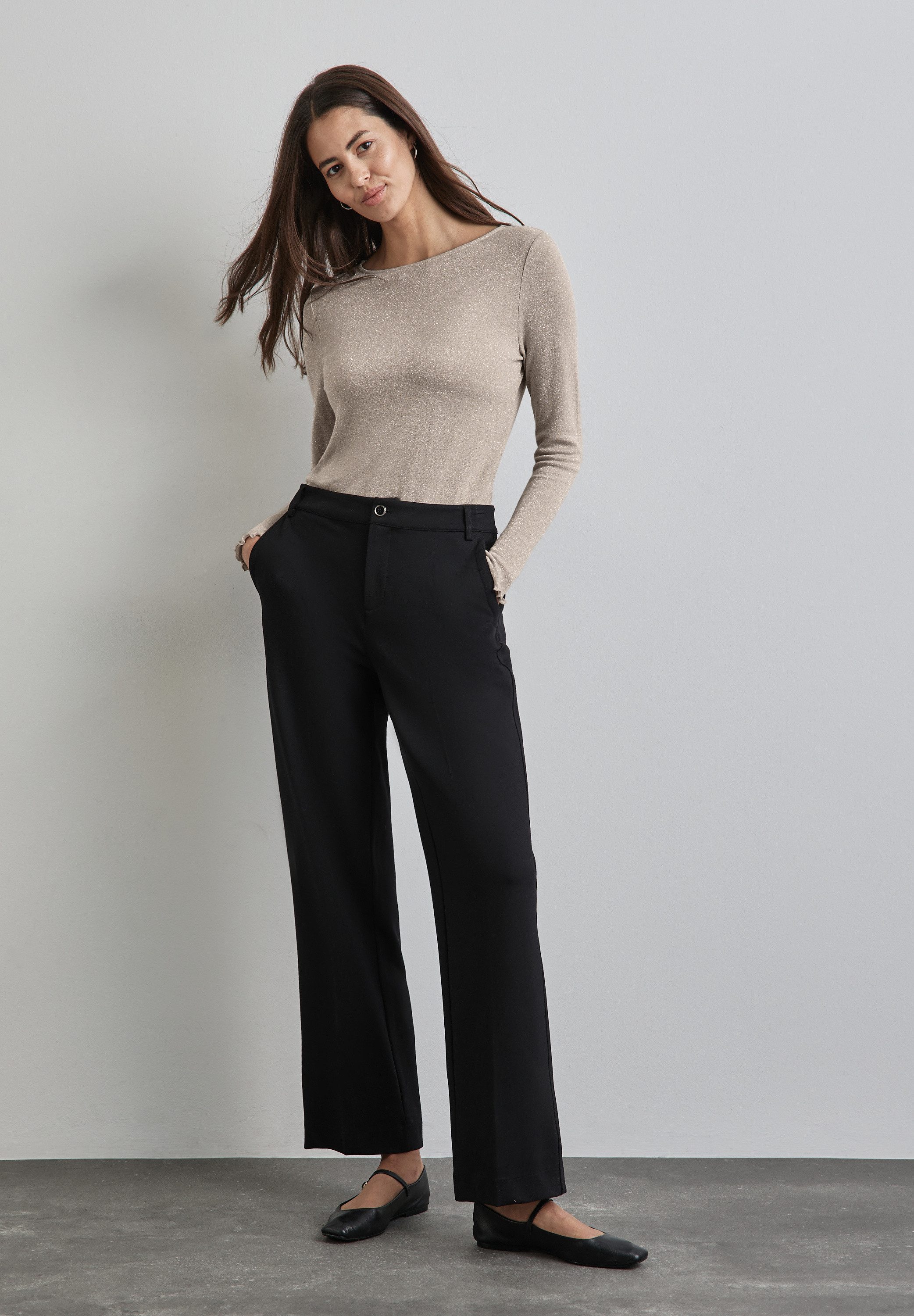 STREET ONE Shirt met lange mouwen met gemetalliseerde vezels