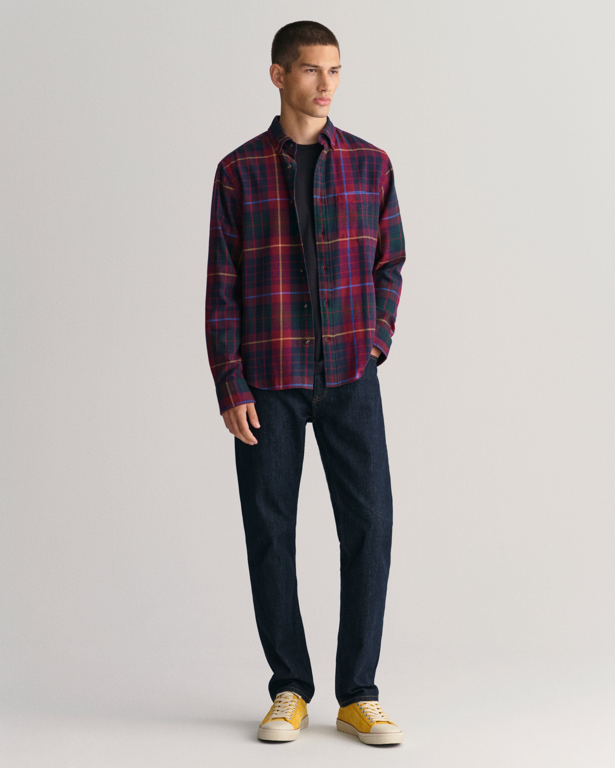 Gant Overhemd met lange mouwen Regular Fit Flanel Geruit dik onderhoudsvriendelijk warm