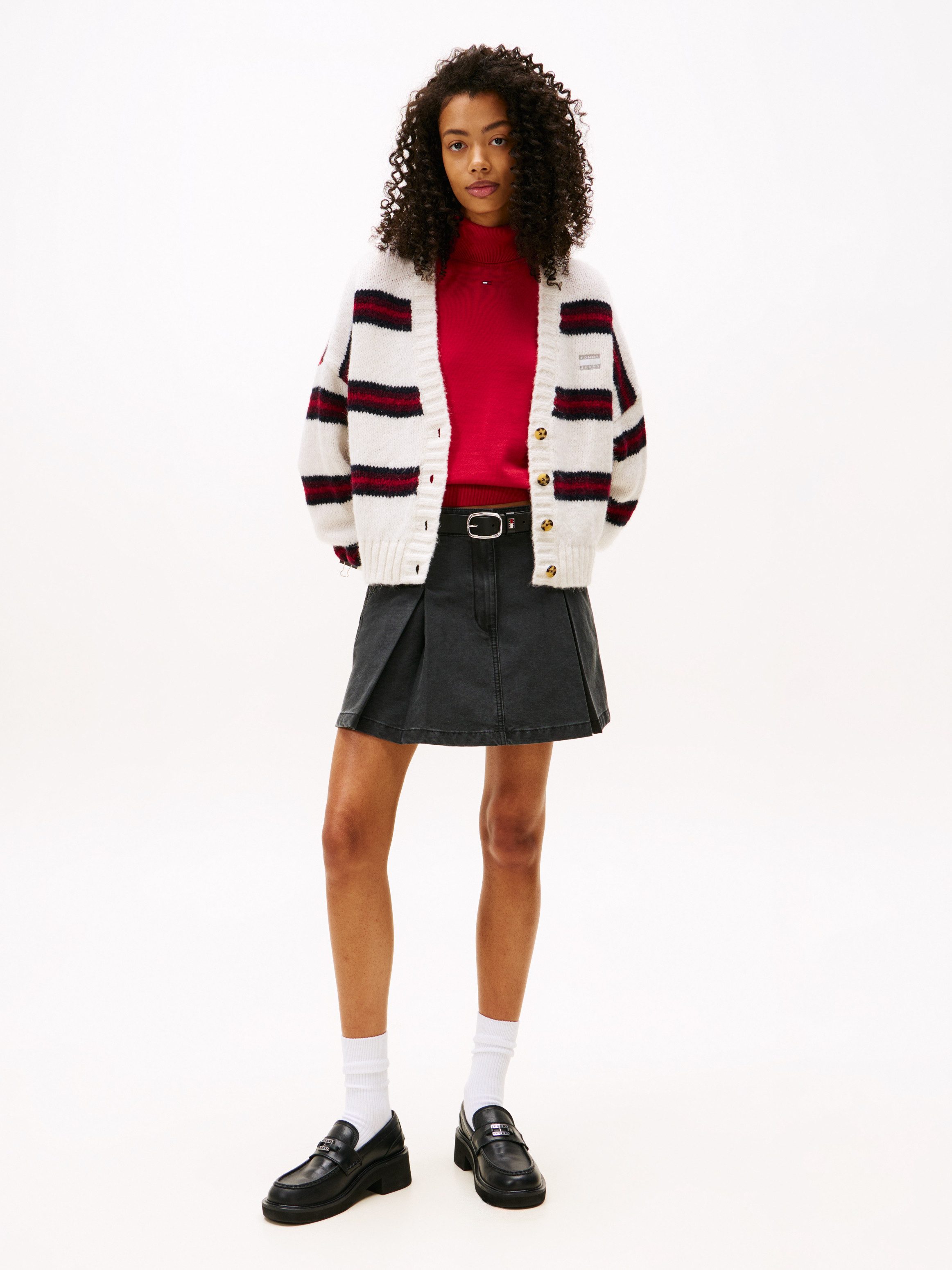 TOMMY JEANS Vest TJW BADGE STRIPE FLUFF CARDI EXT
