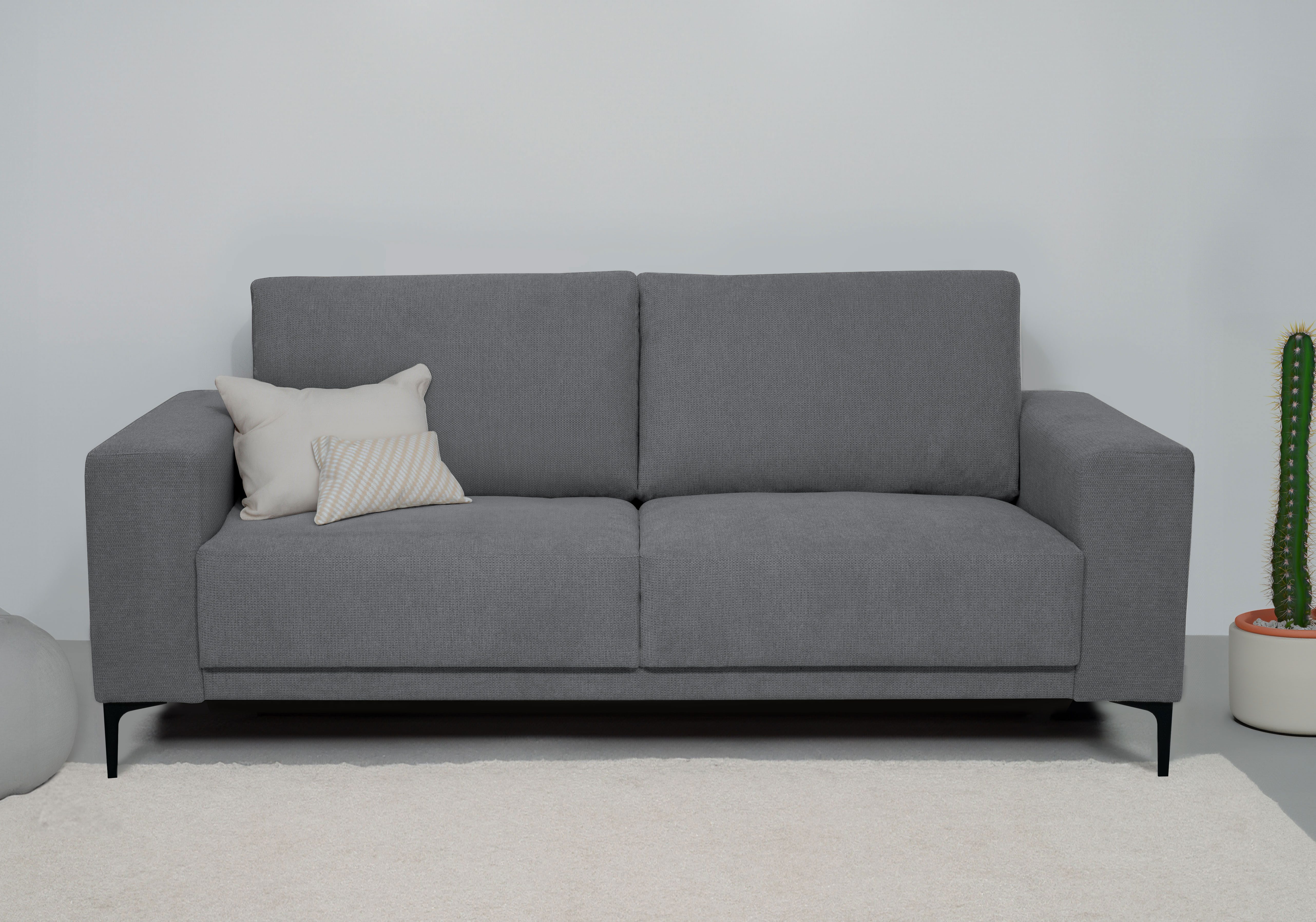 Places of Style 2-zitsbank Xander Breedte 164 cm, weefstof, softtouch chenille, zwarte metalen poten
