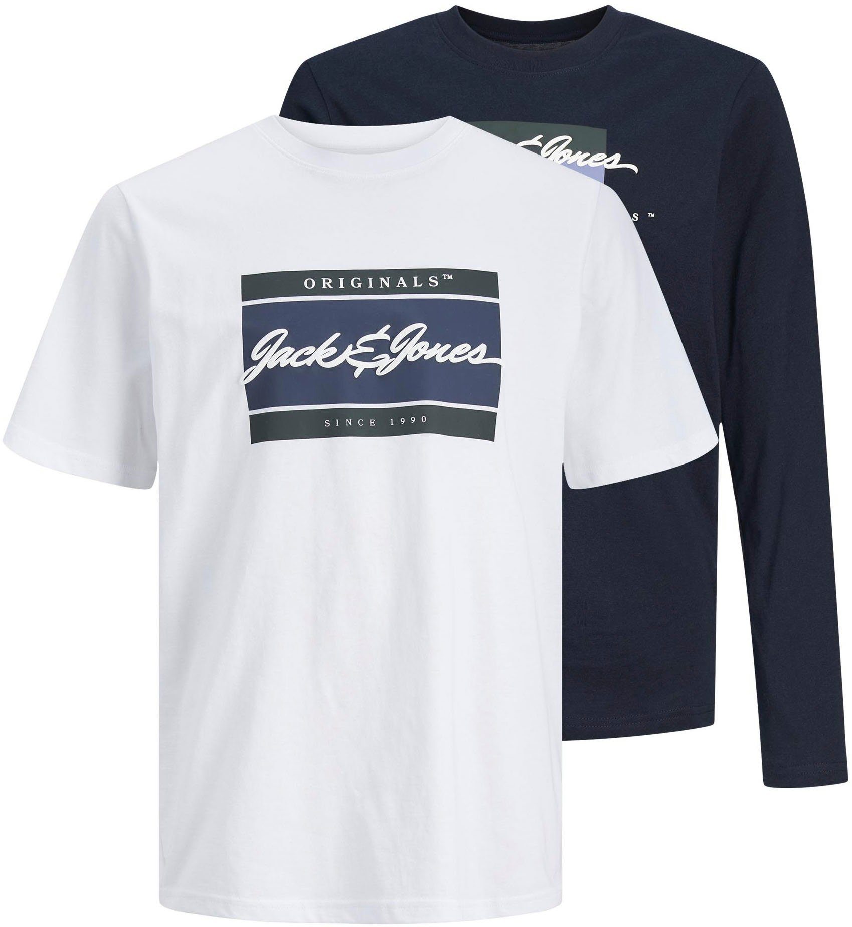 Jack & Jones Junior T-shirt JORWAYNE BRANDING TEE MIX 2PK MP JNR (set 2-delig)