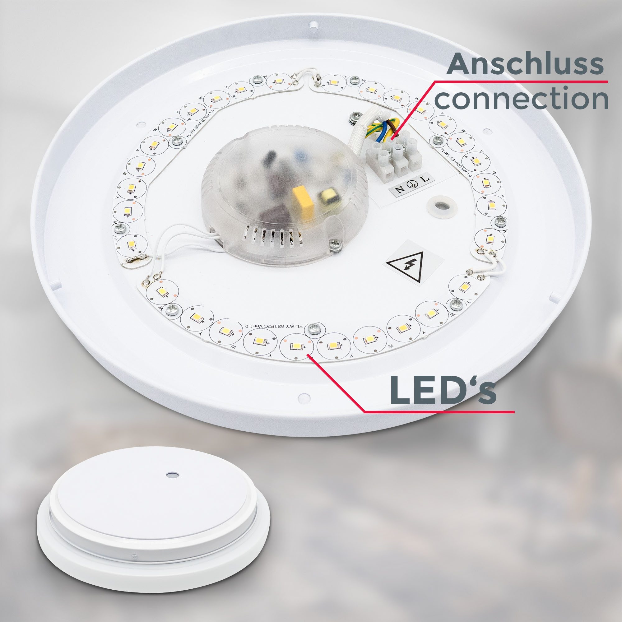 B.K.Licht Led-plafondlamp CCT-LED bad plafondlamp, badverlichting met afstandsbediening IP44, Ø 28,8 cm, dimbaar, kleurtemperatuurregeling (3000K-6500K) 12W (1 stuk)