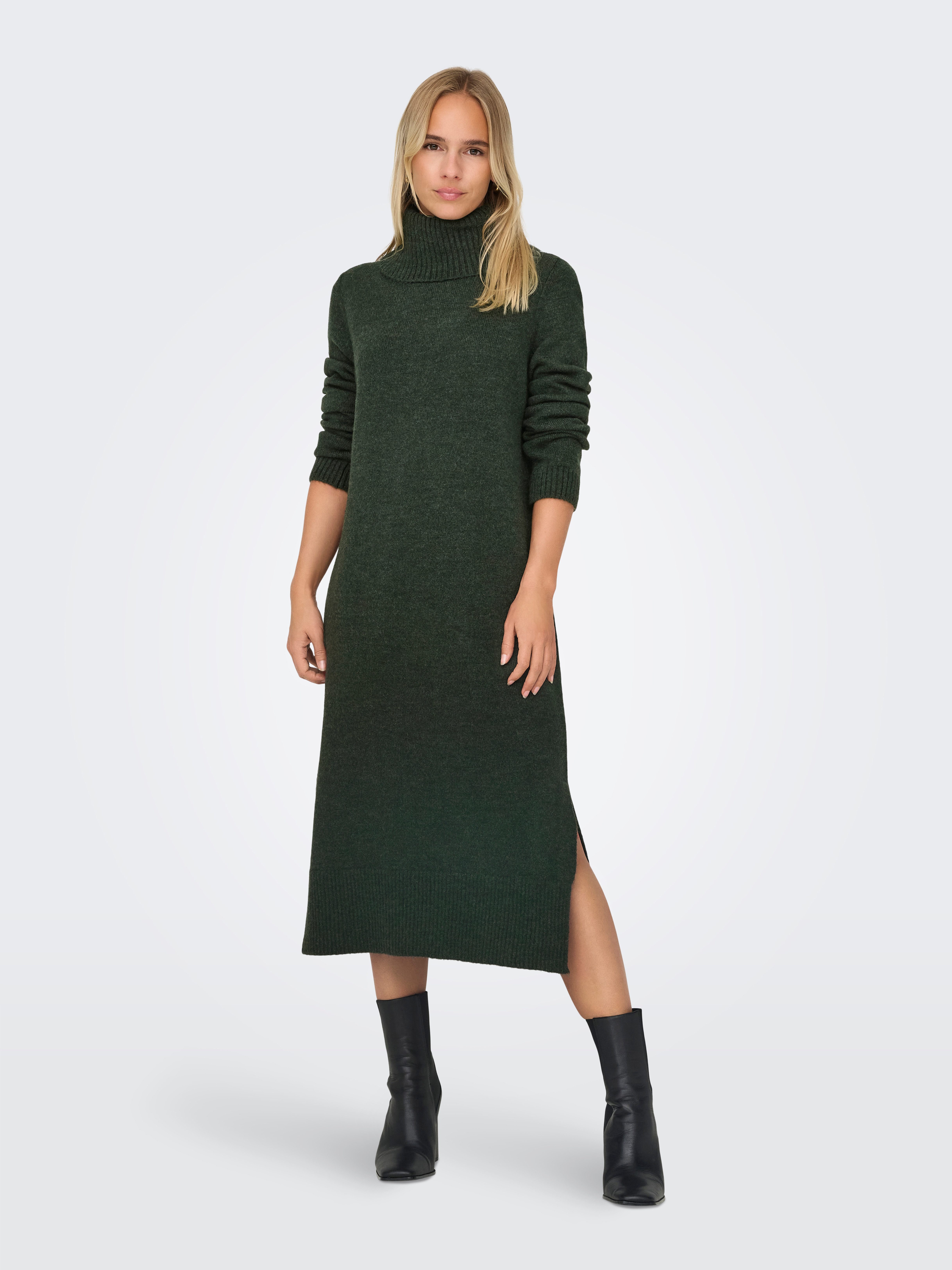 Only Gebreide jurk ONLBRANDIE L/S ROLL NECK DRESS