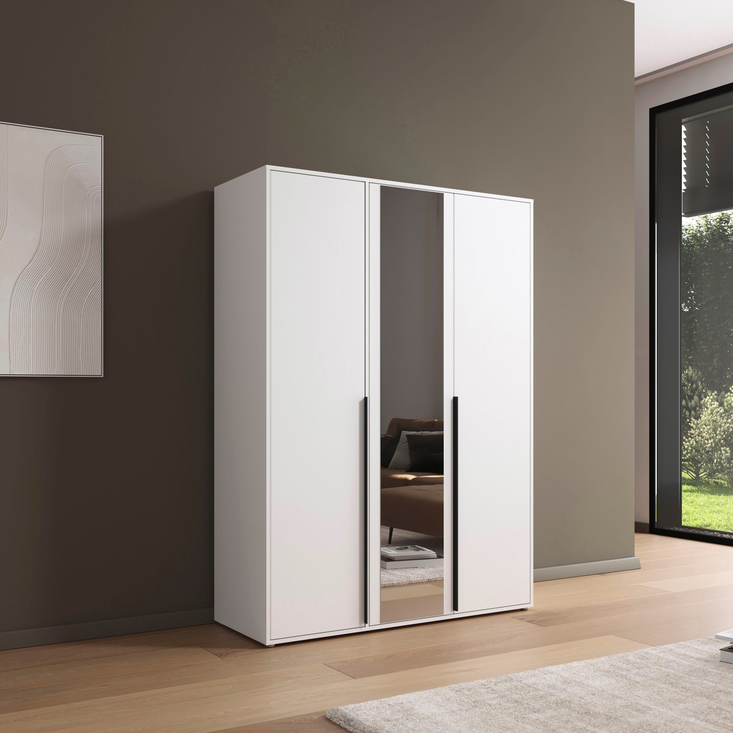rauch Draaideurkast Kledingkast Kast Garderobe Wasmand NAGATA met Spiegel und modernen stangengriffen in graumetallic topseller made in germany