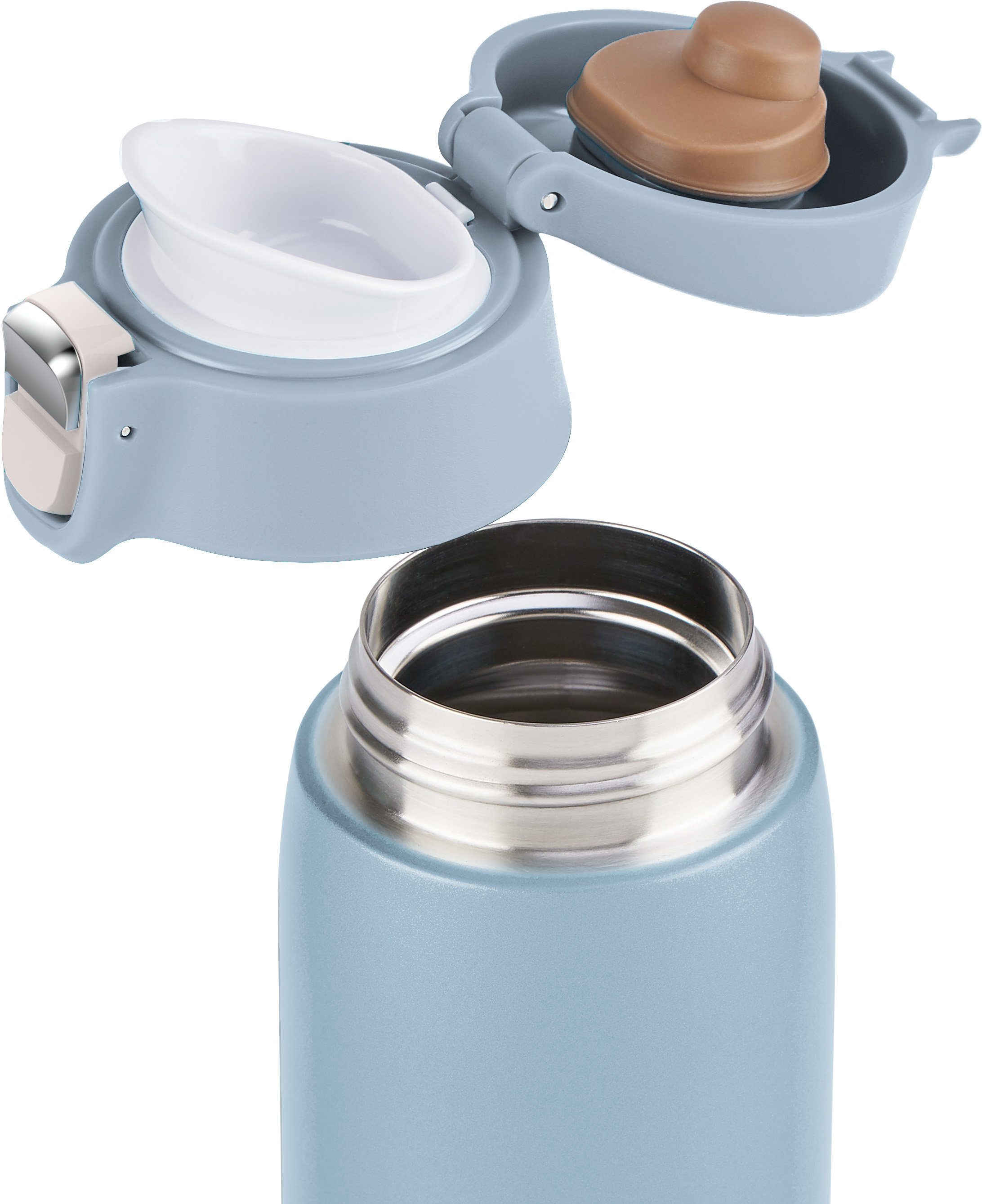 Emsa Thermosbeker Travel Mug Light 0,4l, licht, roestvrij staal, klapvergrendeling, 100% dicht, 8u heet/16u koud
