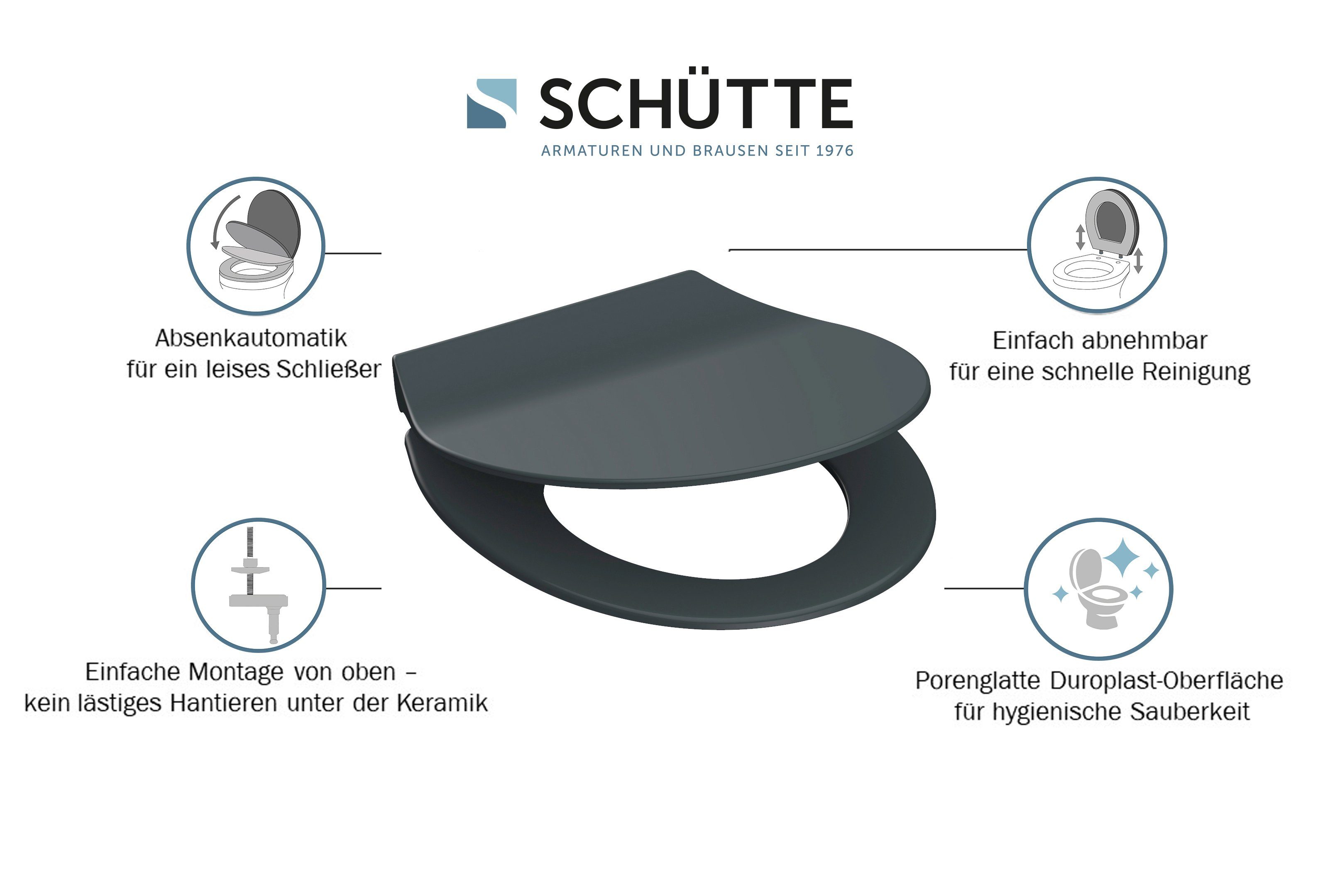 Schütte Toiletzitting SLIM Duroplast, softclosemechanisme, snelsluiting, bijzonder plat model