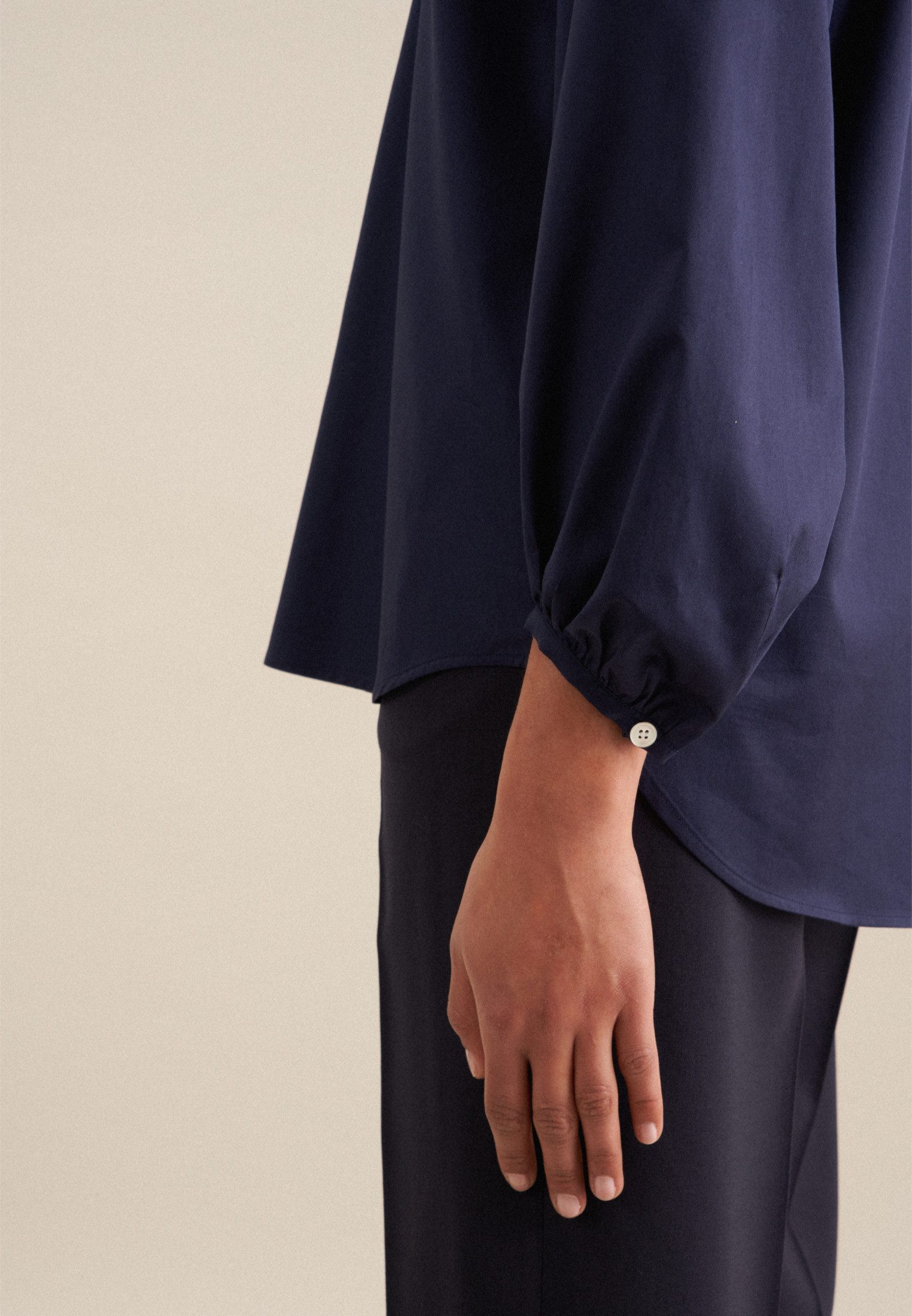 seidensticker Klassieke blouse Zwarte roos Lange mouwen kraag uni