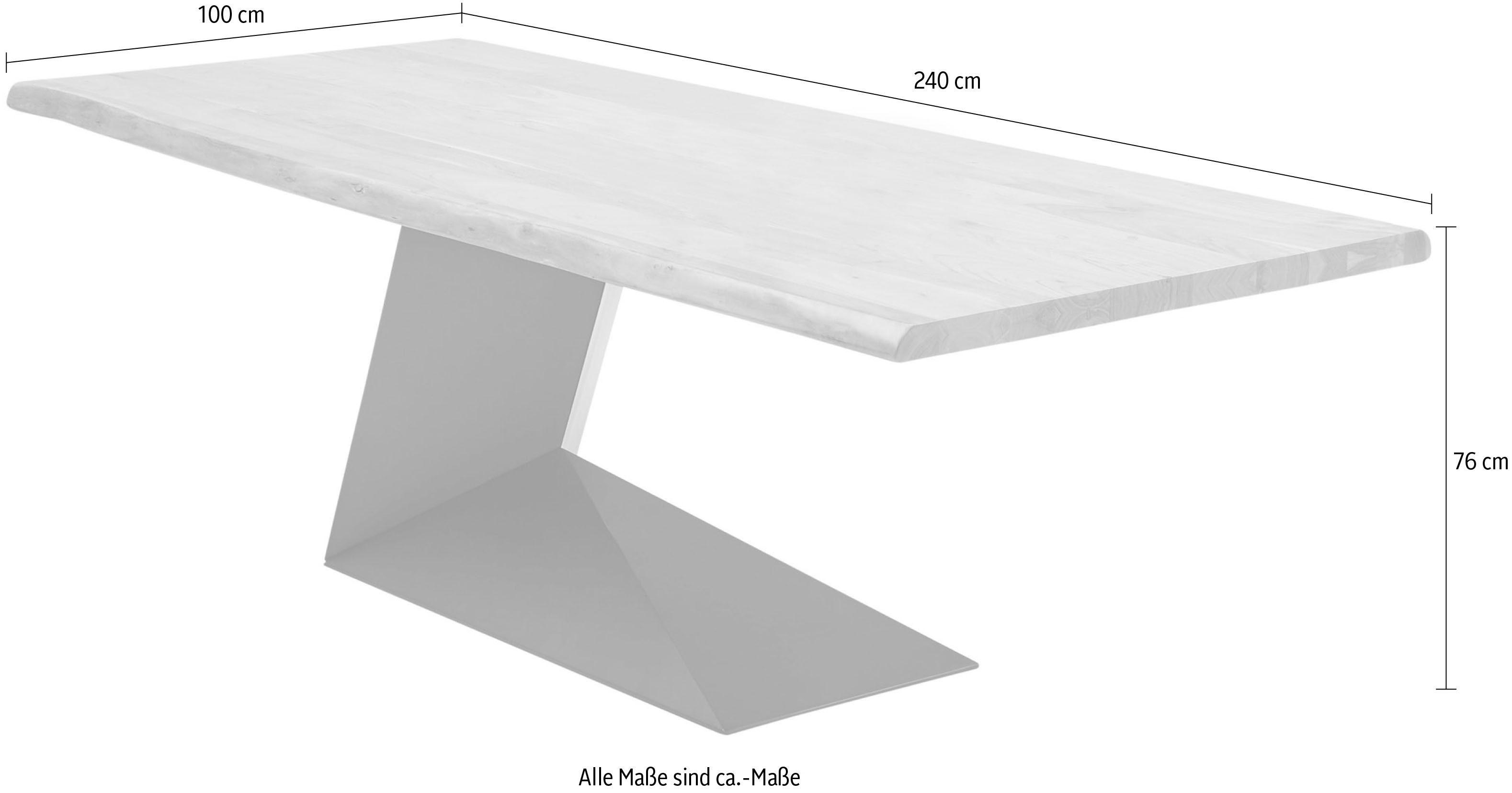 Stolkom Eettafel Alan eettafel massief hout, keuze uit 240 of 200 cm breed Massief acacia, oppervlaktebelasting van de tafel ca. 90 kg