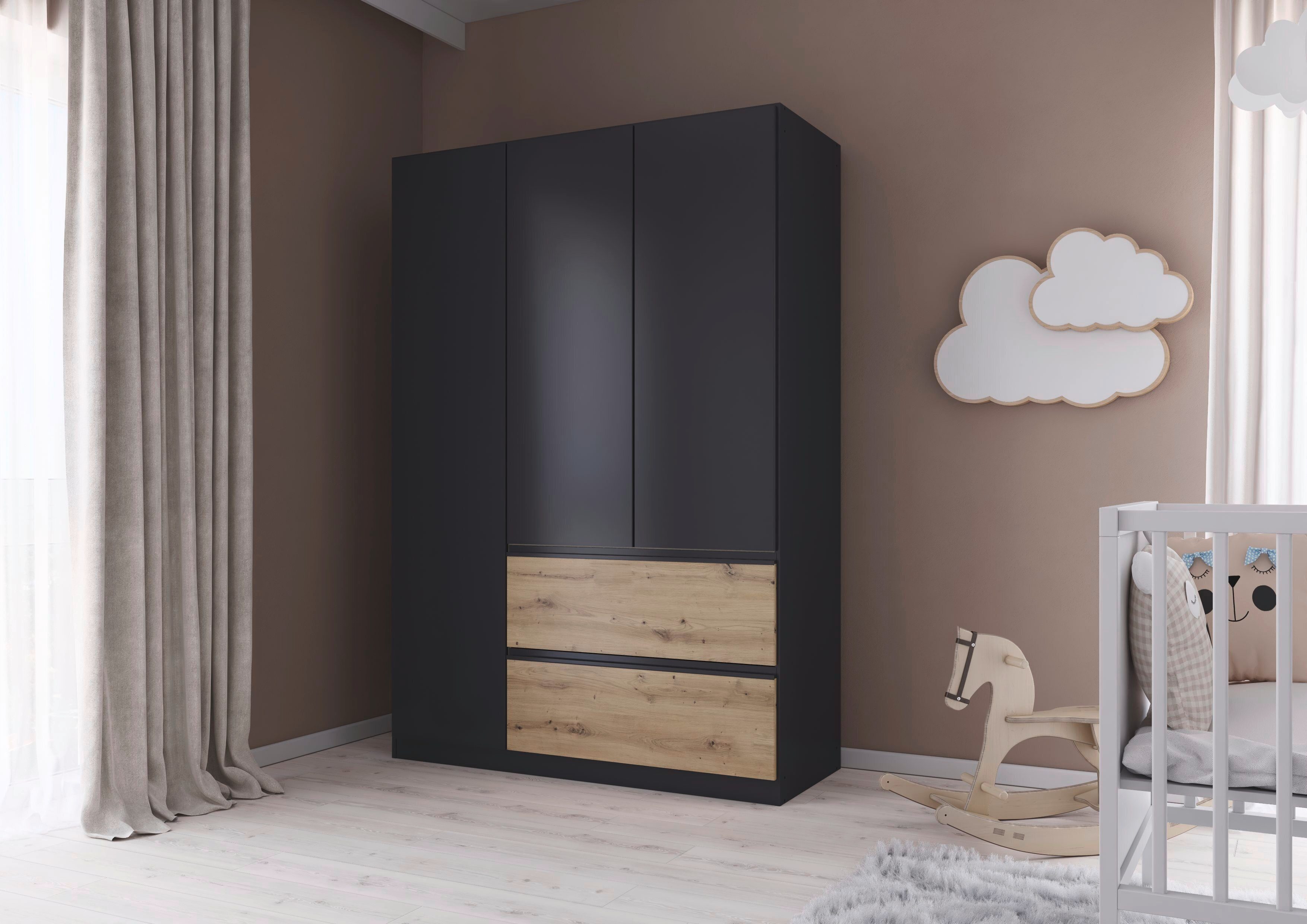 rauch Draaideurkast Kledingkast Kast Garderobe Wasmand COSTA in 3 Breedtes veel ruimte, greeploze front en push-to-open functie made in germany