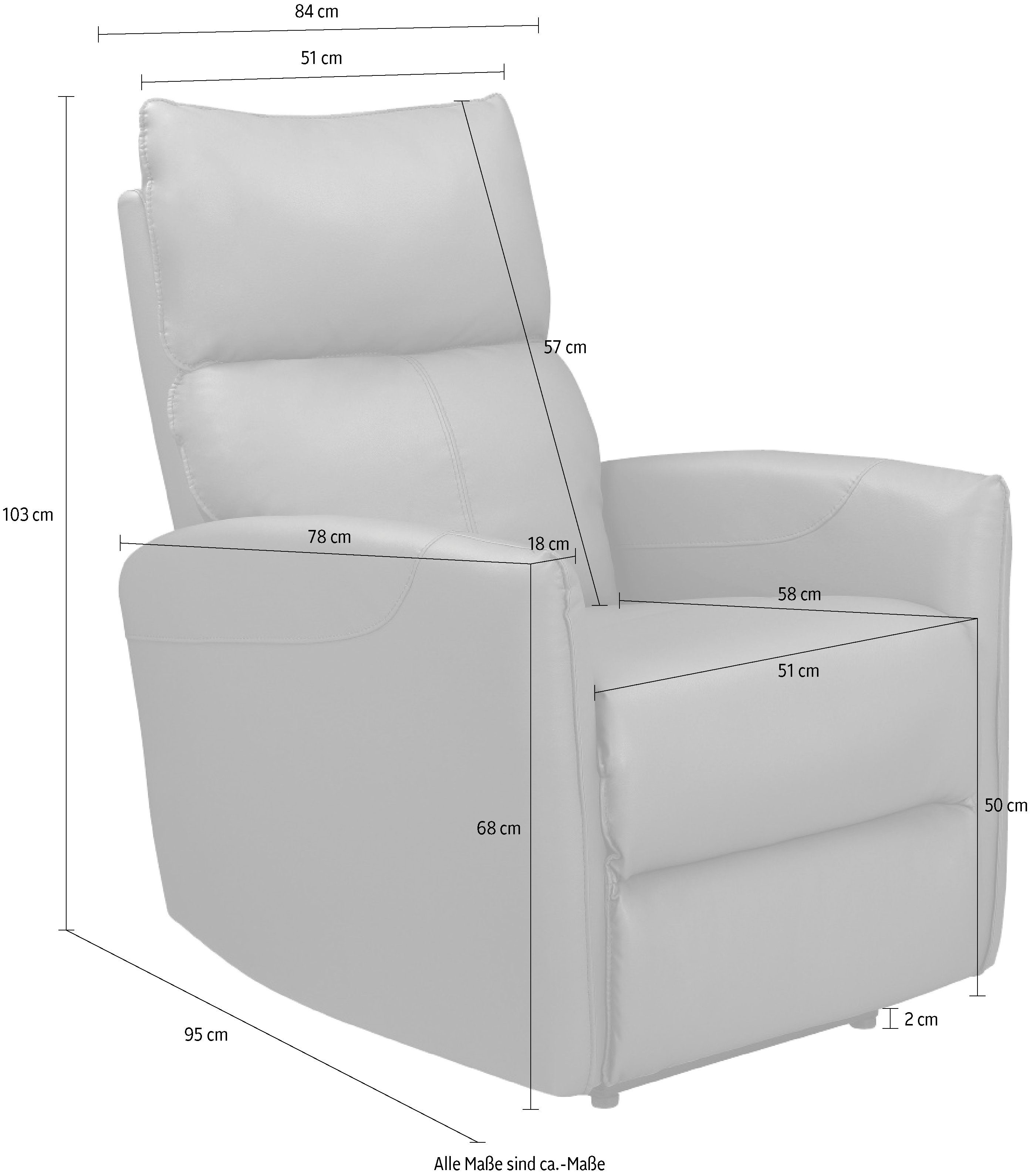Places of Style Relaxfauteuil Pineto, tv-stoel met slaapfunctie Relaxfunctie, woonkamer, vrijstaand en USB-aansluiting