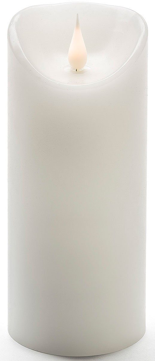 KONSTSMIDE Led-kaars Kerst versiering Led-kaars van echte was, wit, met 3D vlam, ø 7,5 cm, hoogte: 17,5 cm (1-delig)