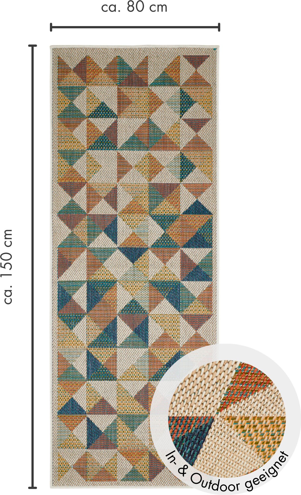 Andiamo Vloerkleed Sedona driehoek Vlakweefsel, modern ontwerp, geschikt voor binnen- en buitengebruik