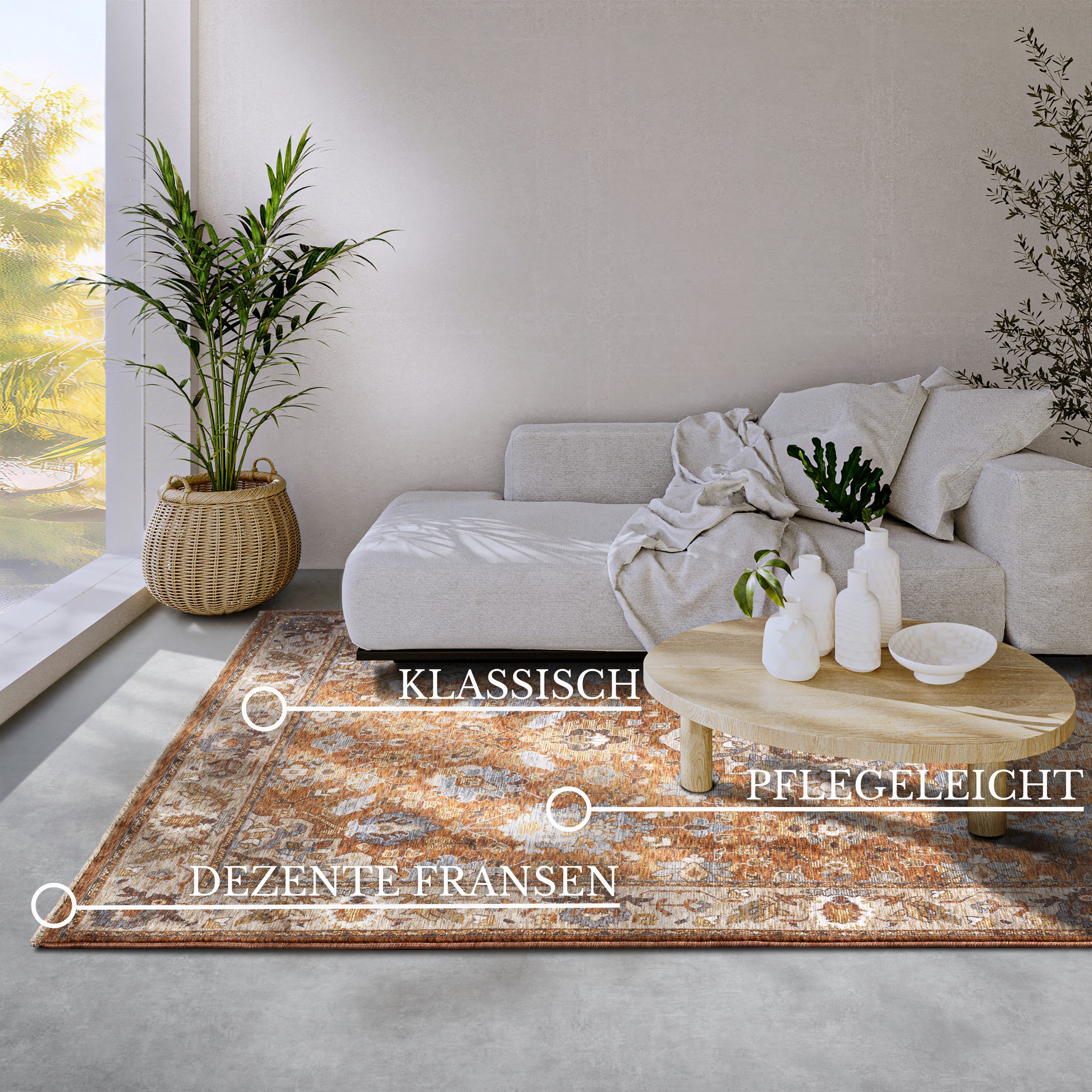 Villeroy & Boch Vloerkleed Egon Oosters, franjes, loper, woonkamer, slaapkamer, klassiek